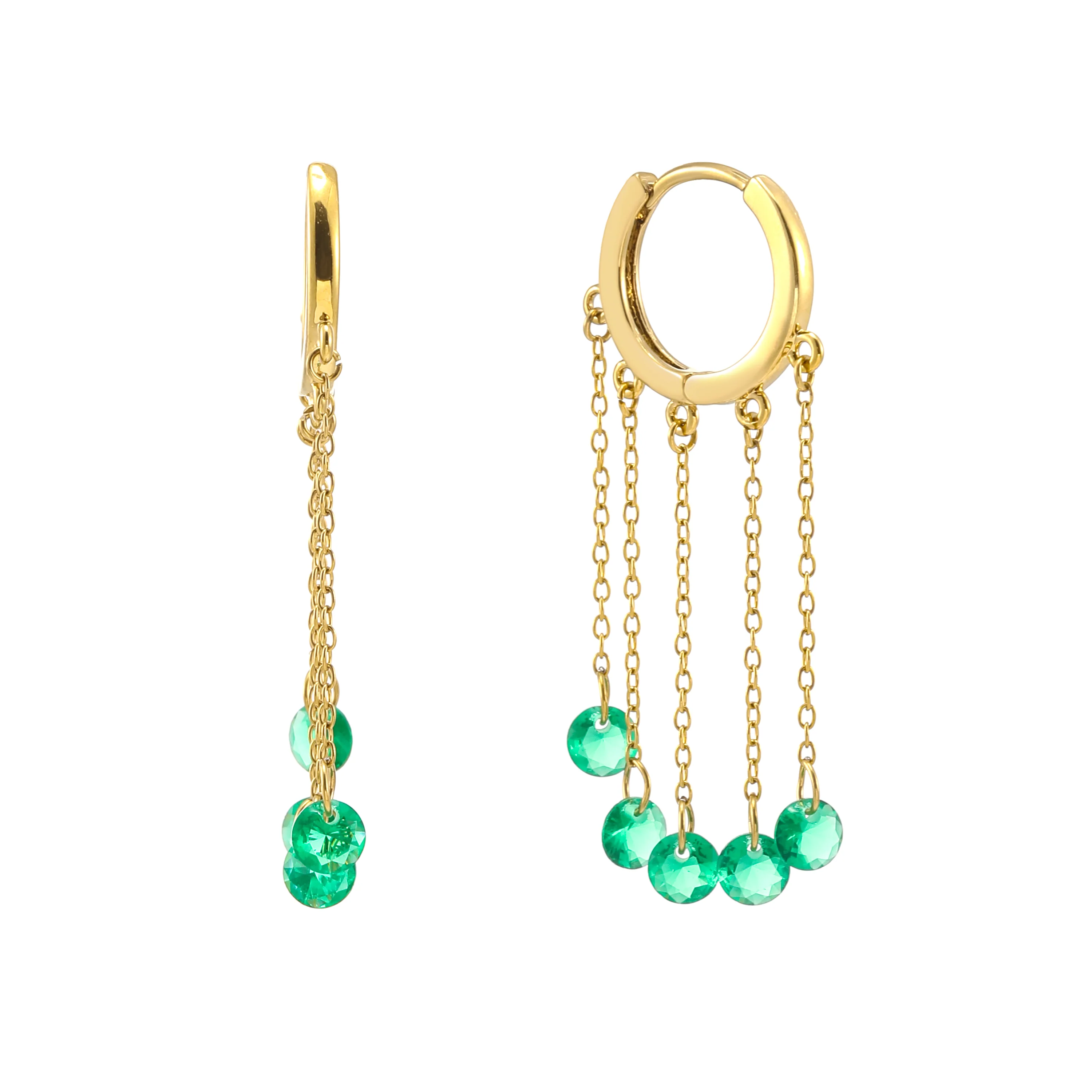 Alisa Gold Green Huggie Earrings