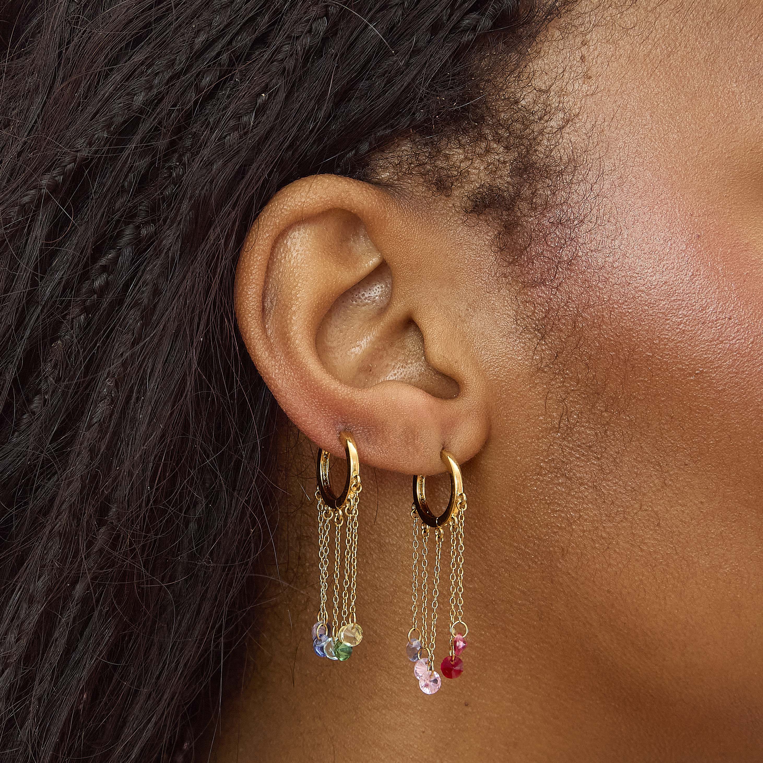 Alisa Gold Rainbow Huggie Earrings - Image 2