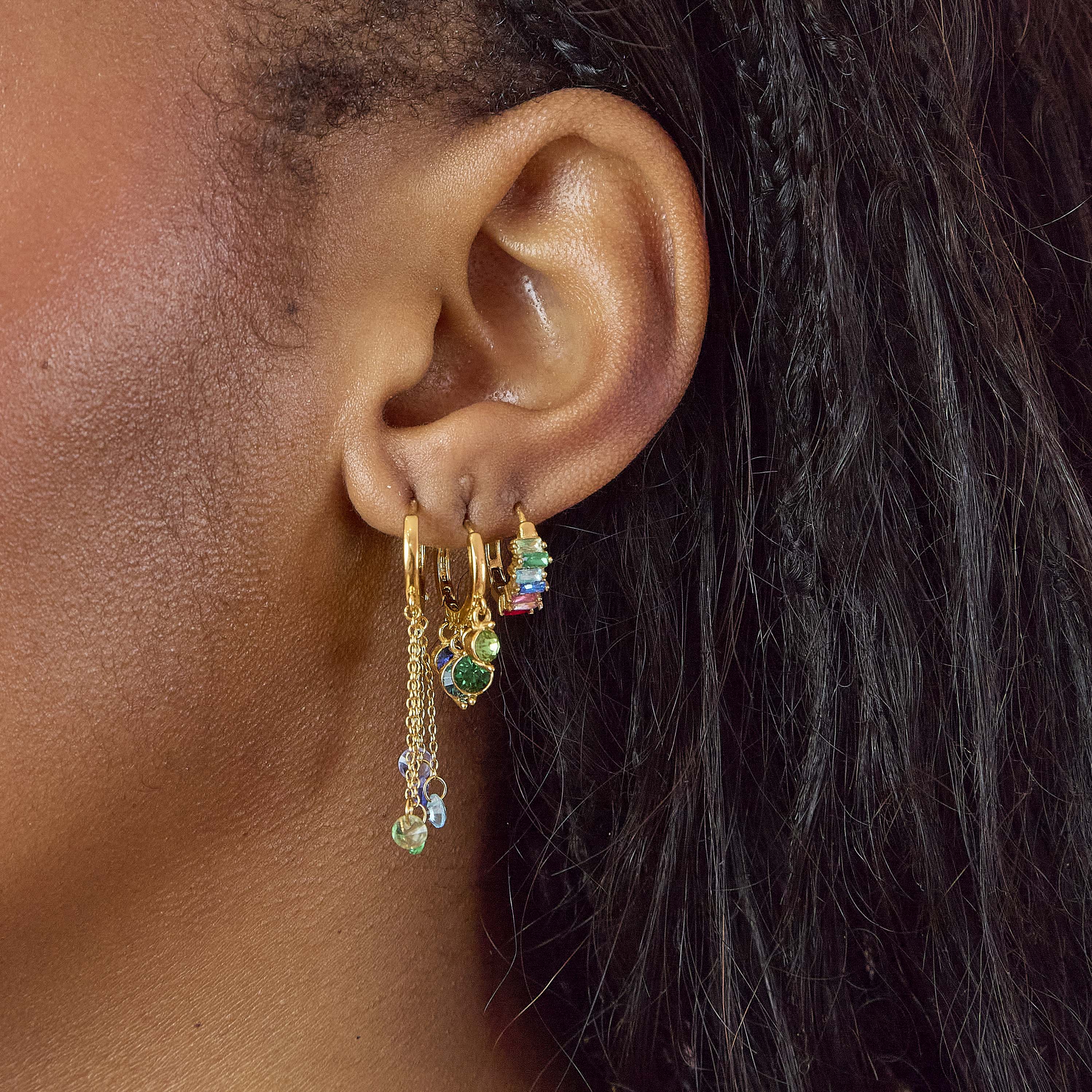 Alisa Gold Rainbow Huggie Earrings - Image 3
