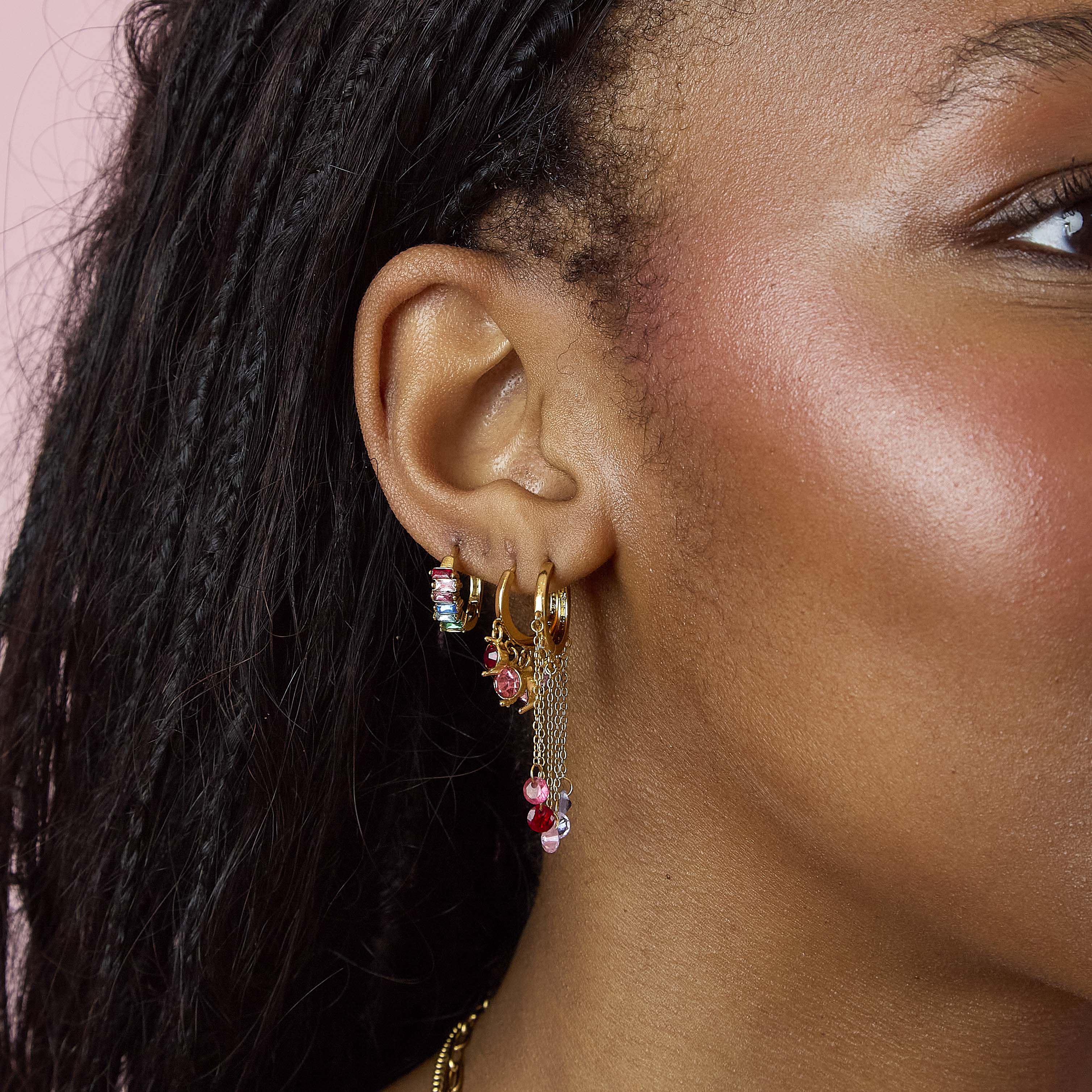 Alisa Gold Rainbow Huggie Earrings - Image 4