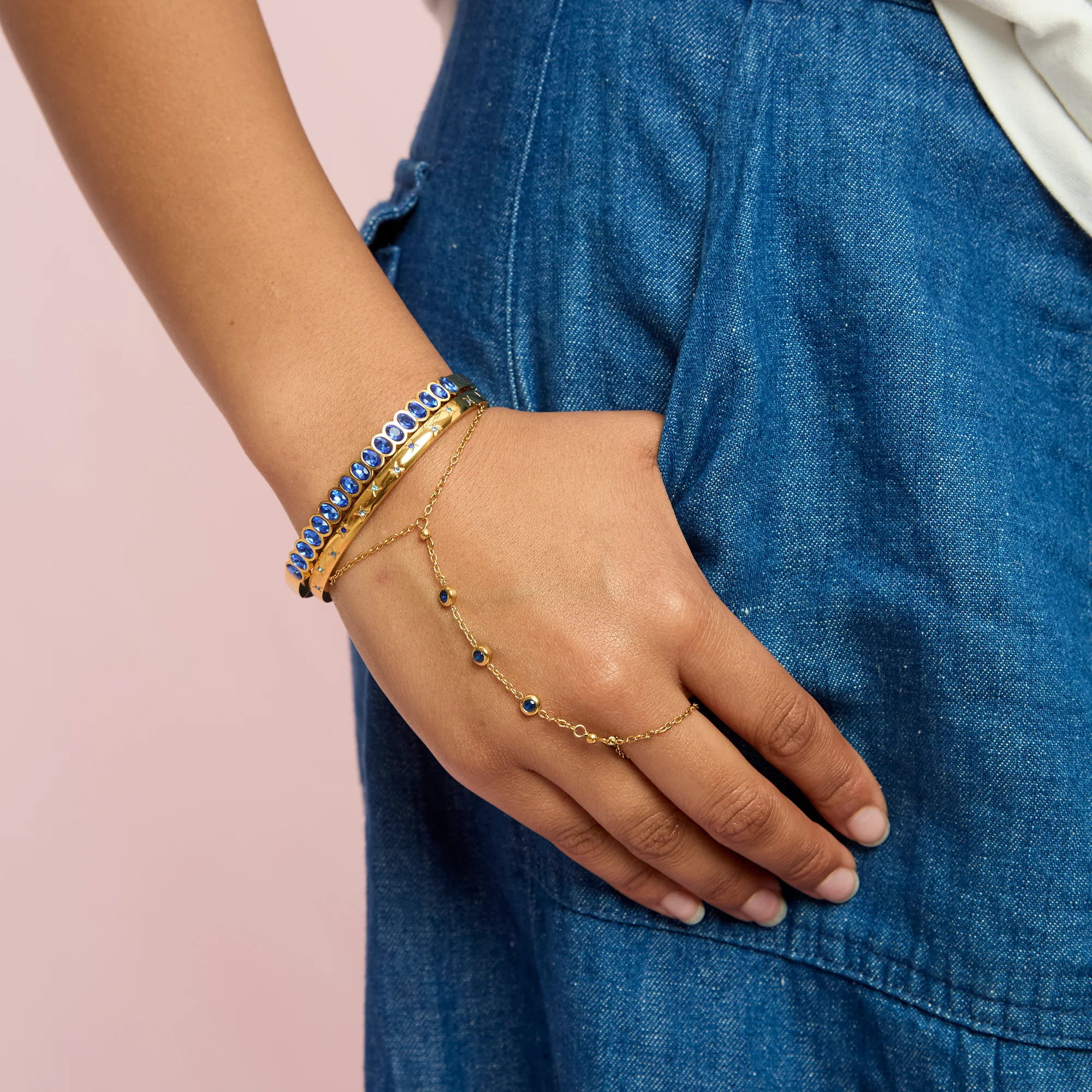 Amelia Gold Blue Star Bangle - Image 4