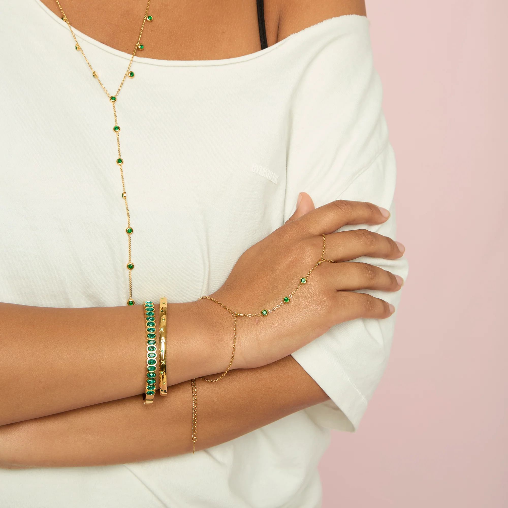 Amelia Gold Green Star Bangle - Image 4