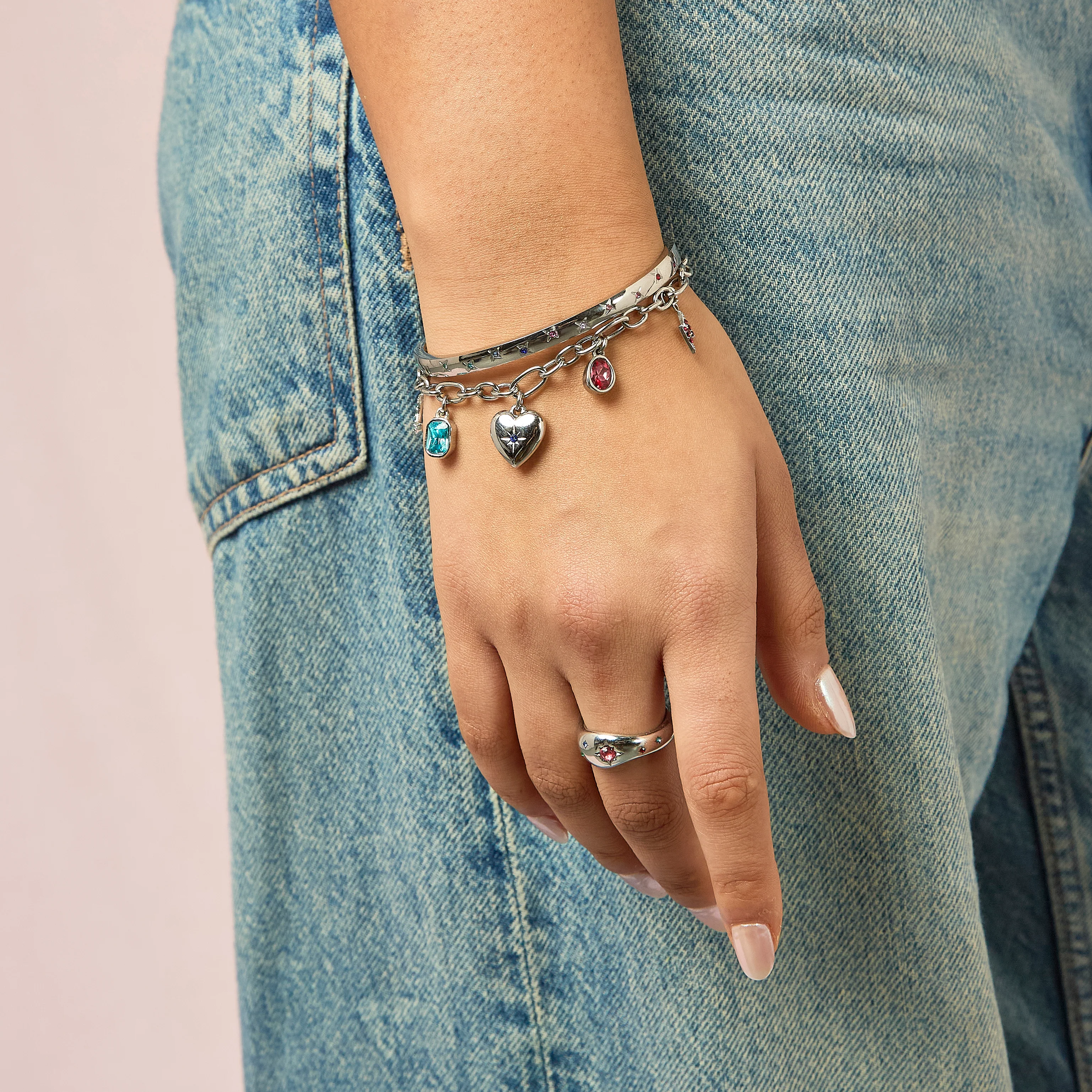 Amelia Silver Rainbow Bangle - Image 3