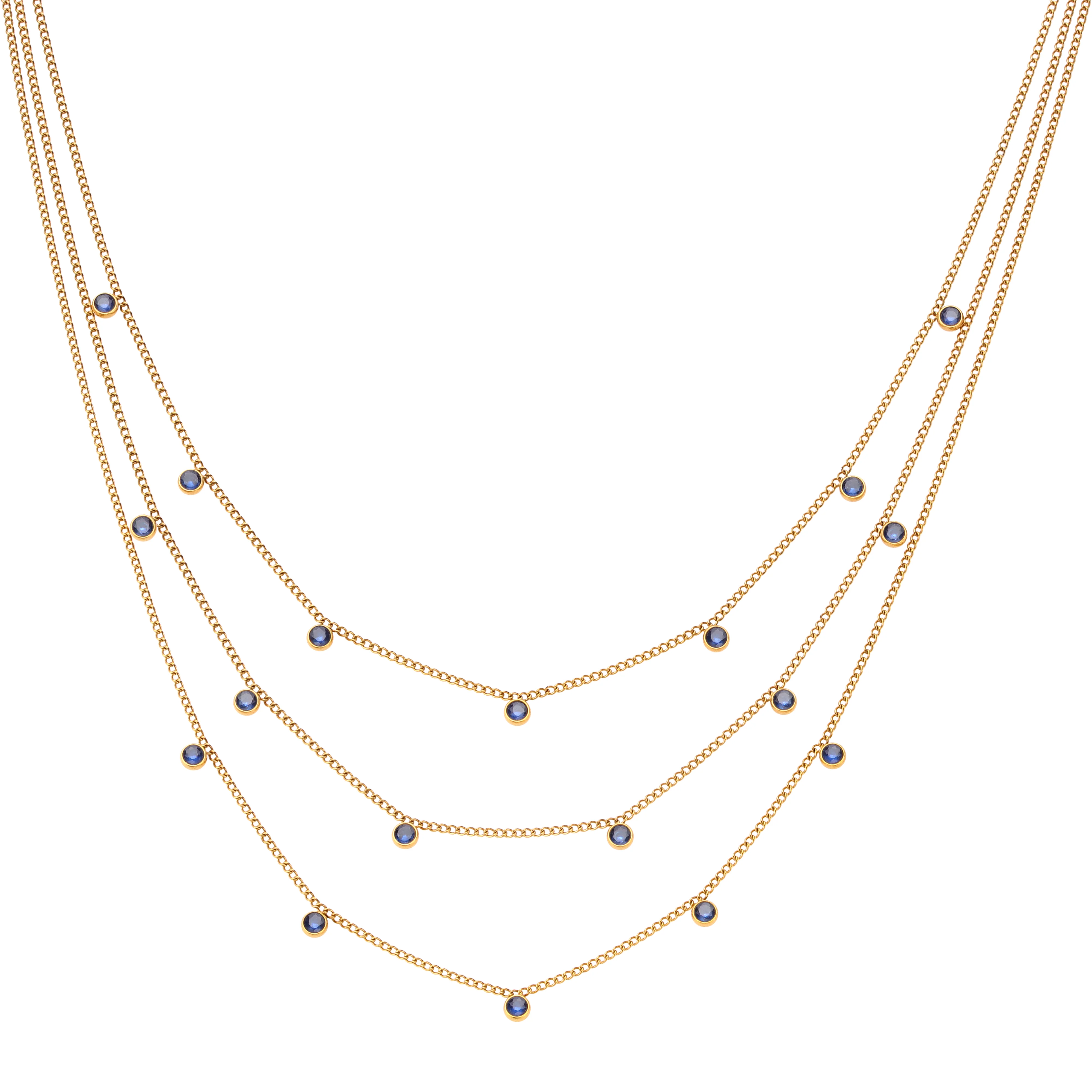 Amy Gold Blue Stacker Necklace