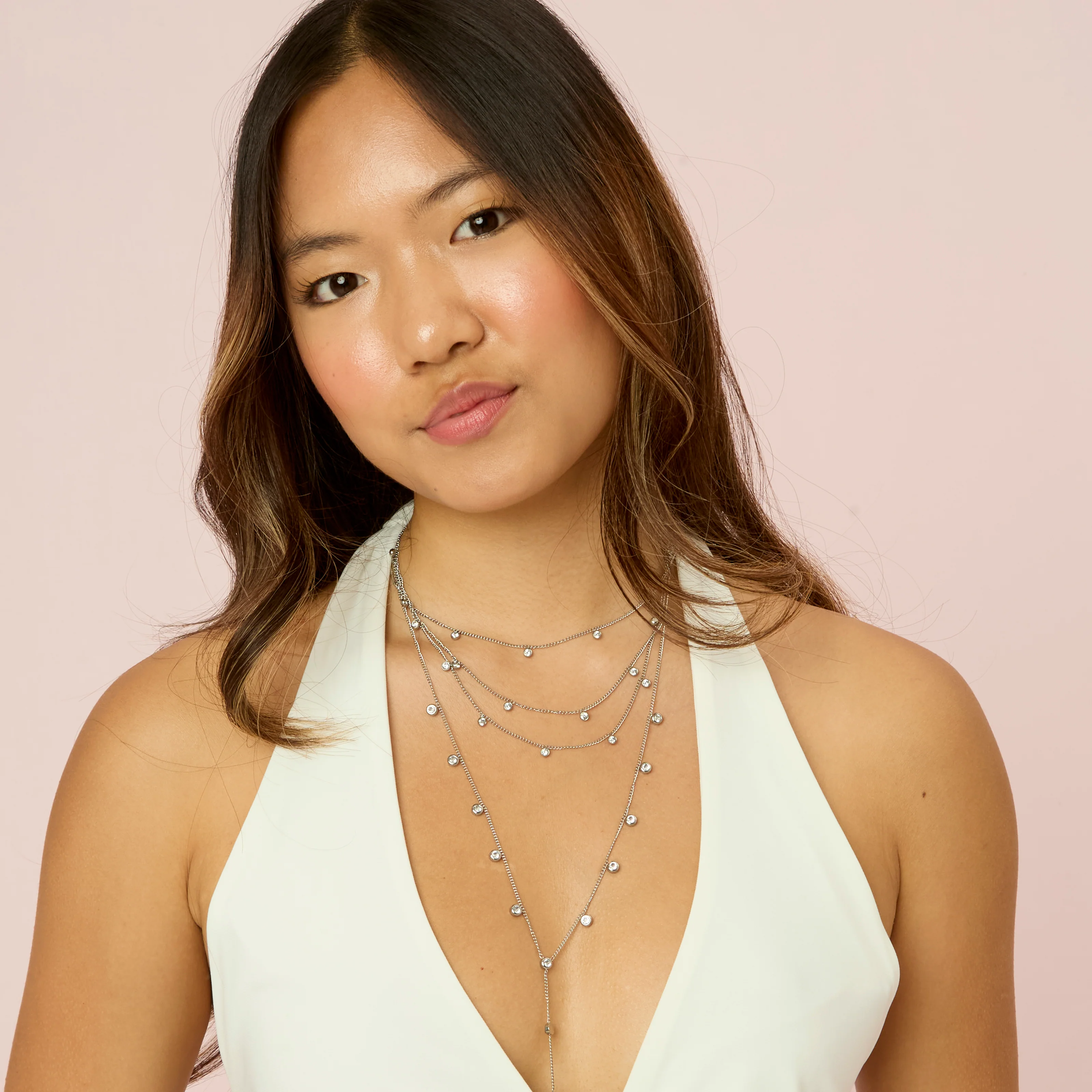 Amy Silver Crystal Stacker Necklace - Image 3