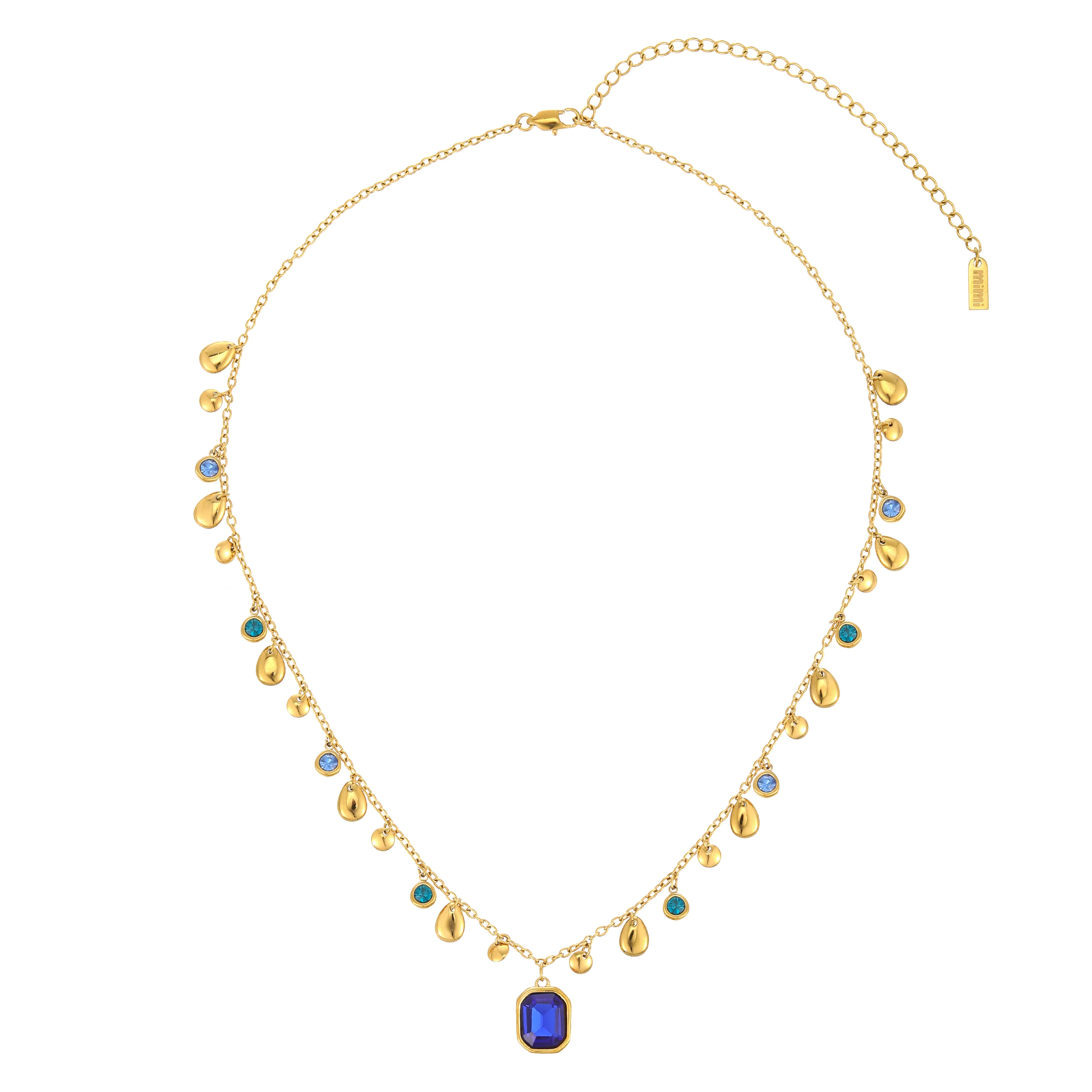 Anais Gold Blue Droplet Stacking Necklace