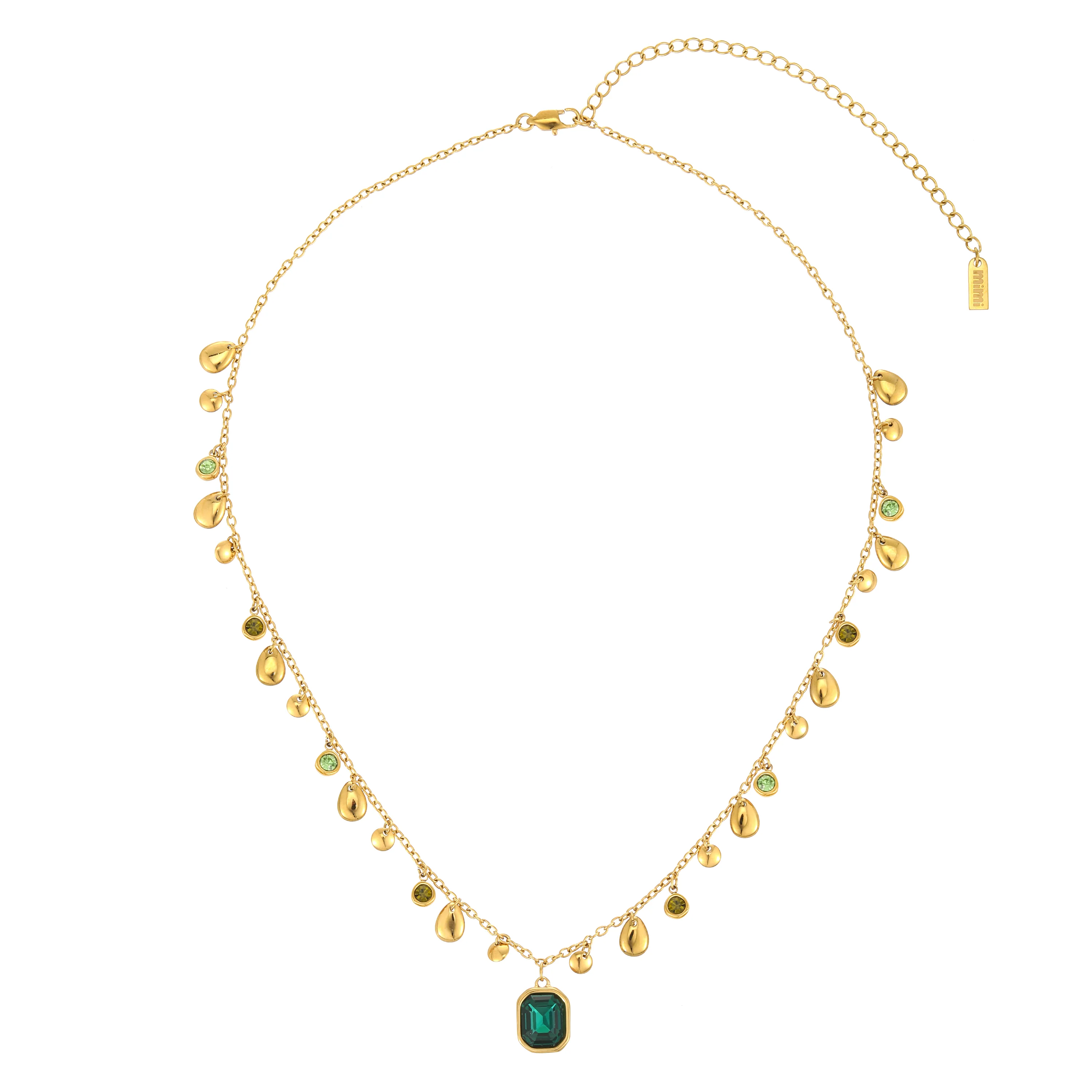 Anais Gold Green Droplet Stacking Necklace