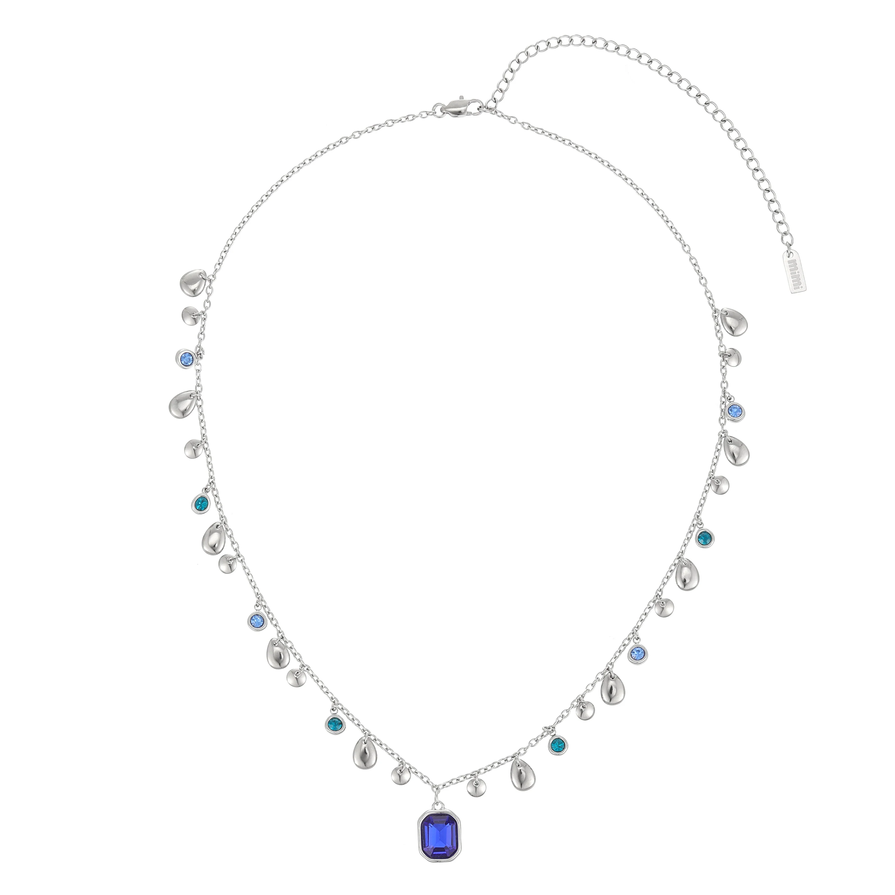 Anais Silver Blue Droplet Stacking Necklace