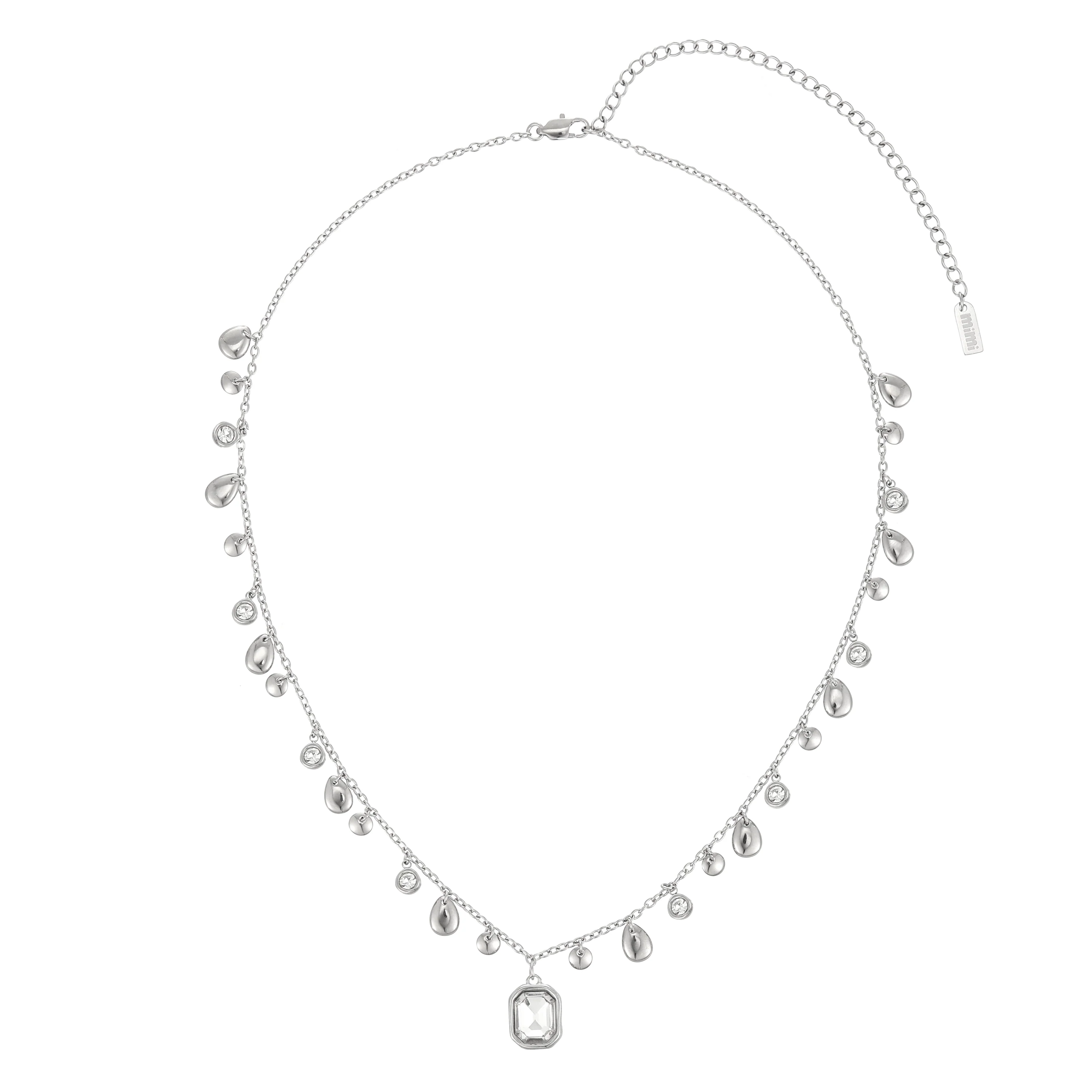 Anais Silver Crystal Droplet Stacking Necklace