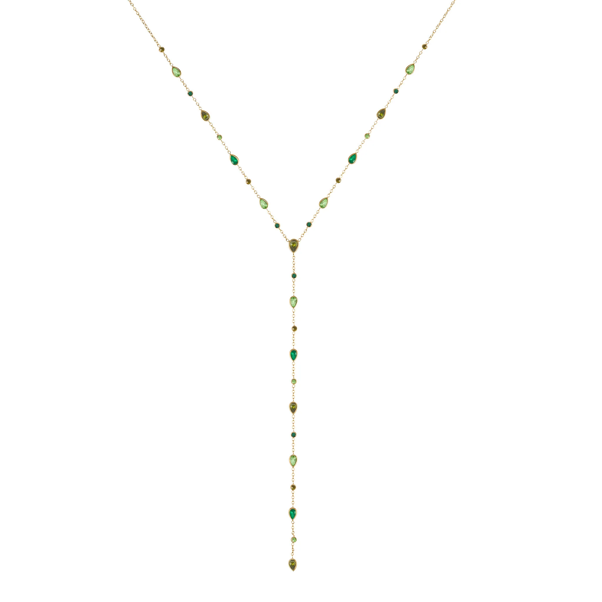 Araminta Gold Green Droplet Necklace
