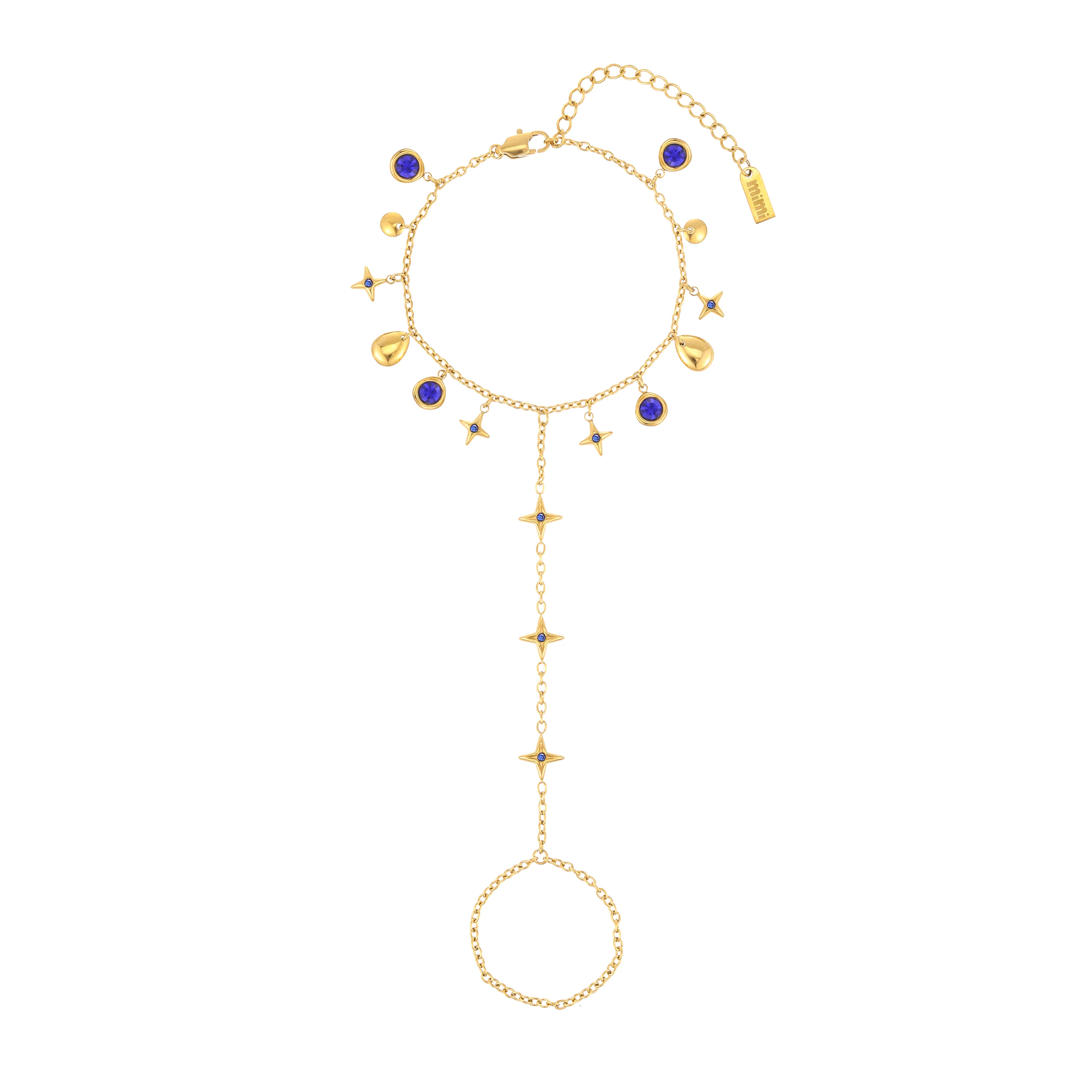 Ariella Gold Blue Stacking Star Hand Chain