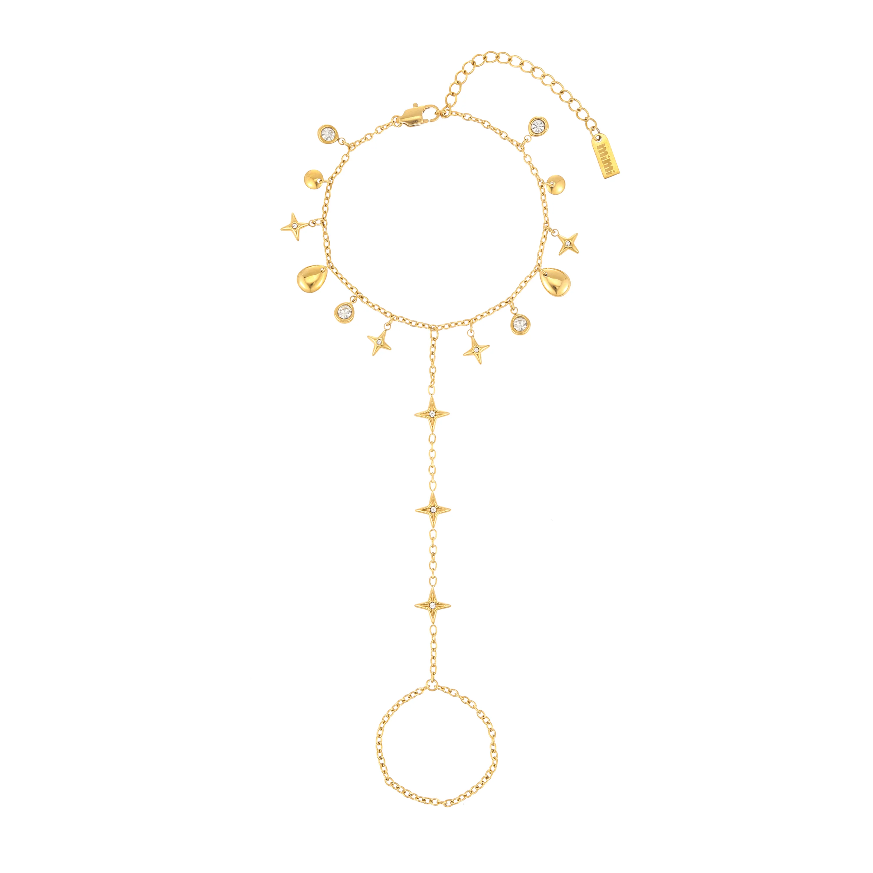 Ariella Gold Crystal Stacking Star Hand Chain