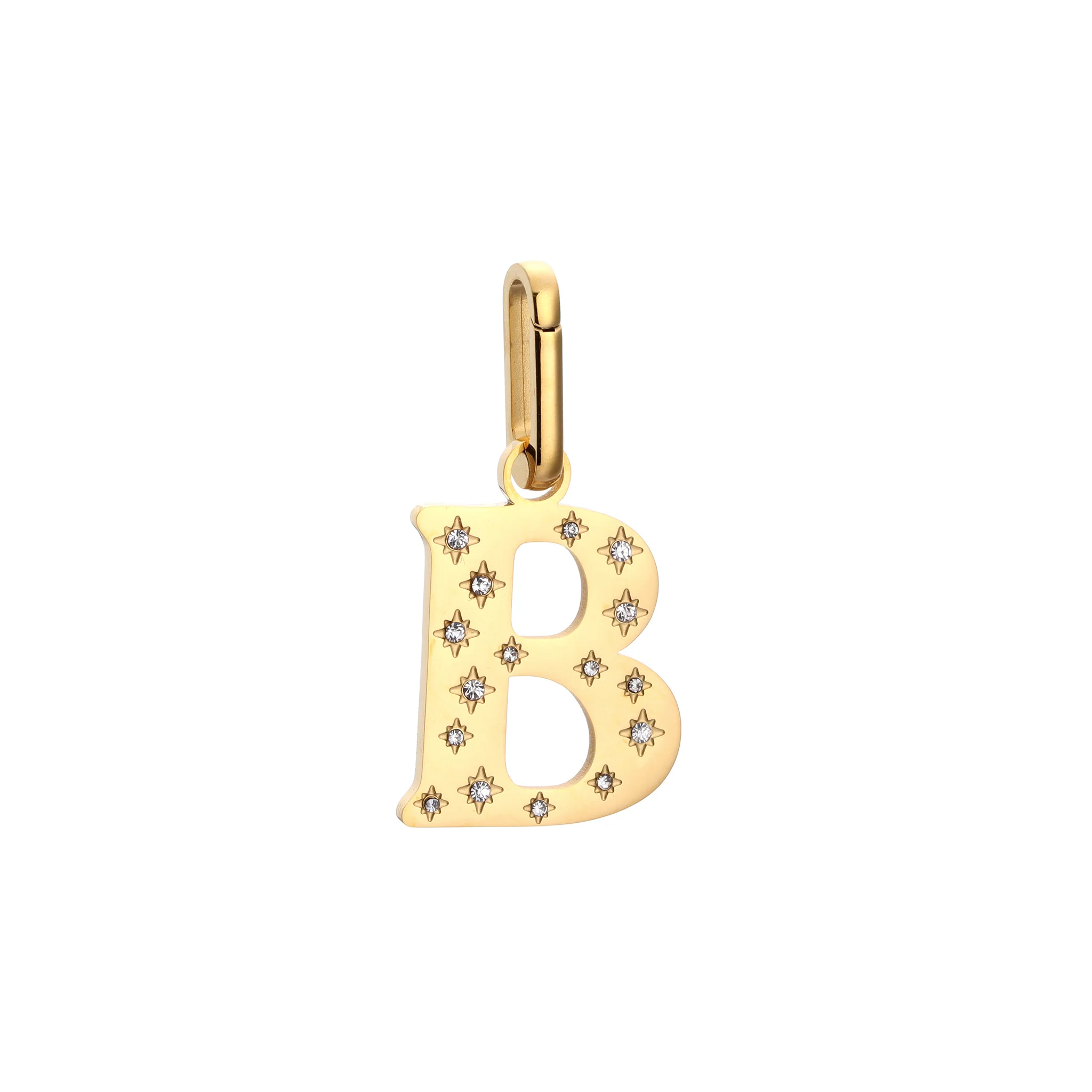 B Minnie Gold Crystal Star Letter Charm