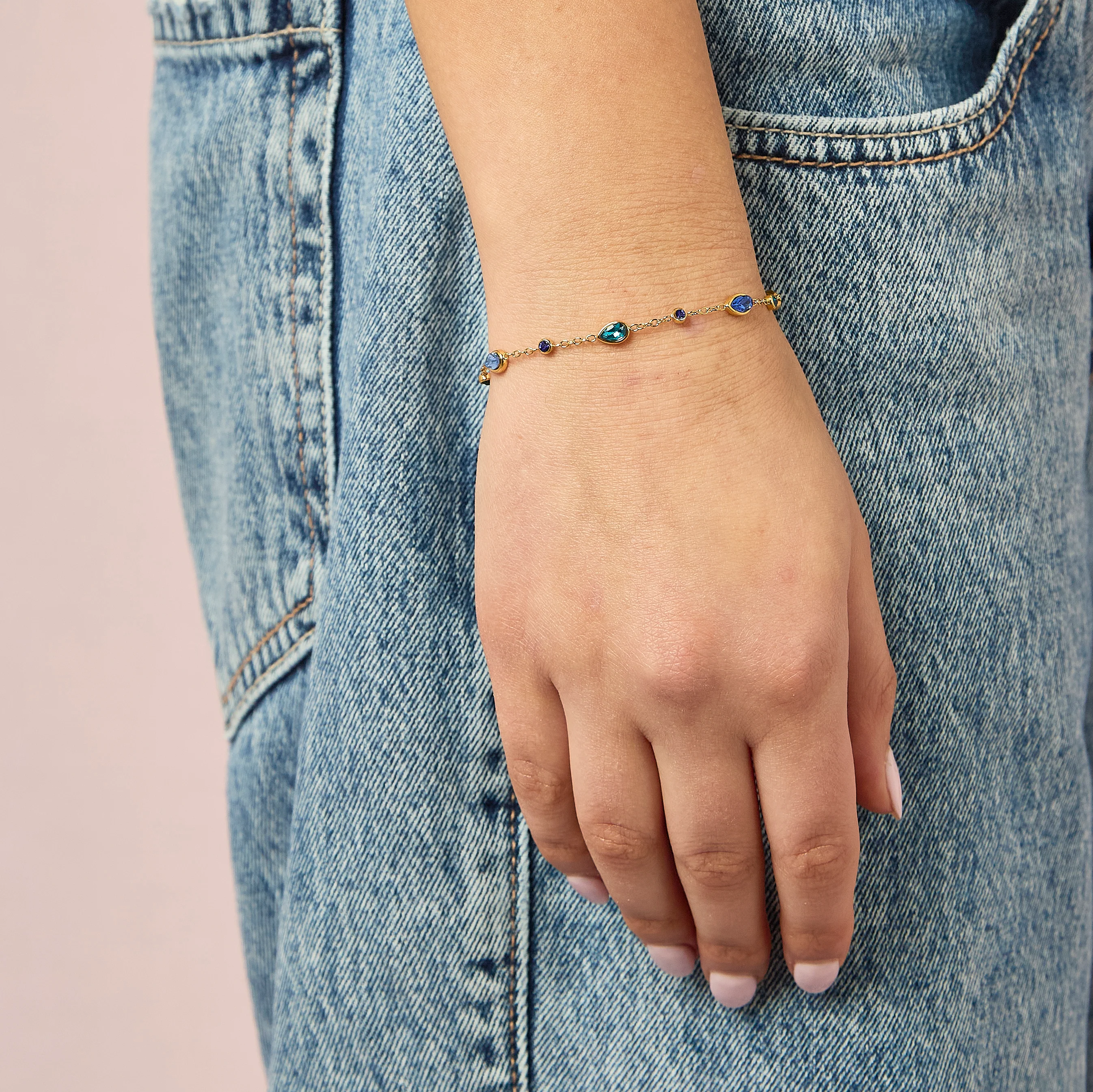 Beatrice Gold Blue Bracelet - Image 3