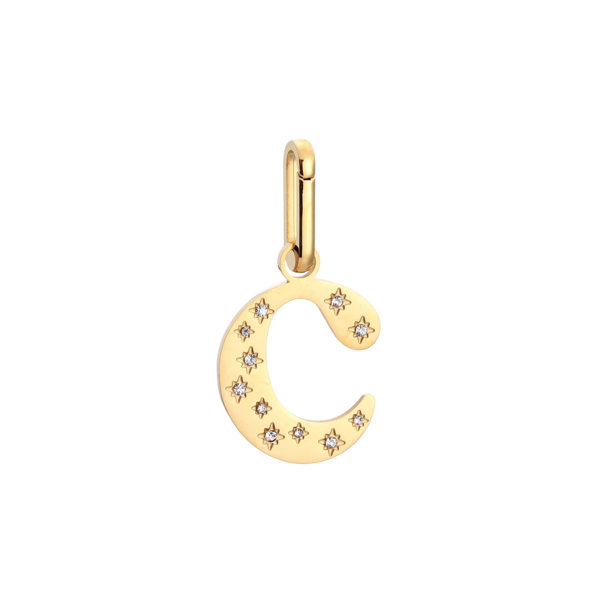 C Minnie Gold Crystal Star Letter Charm