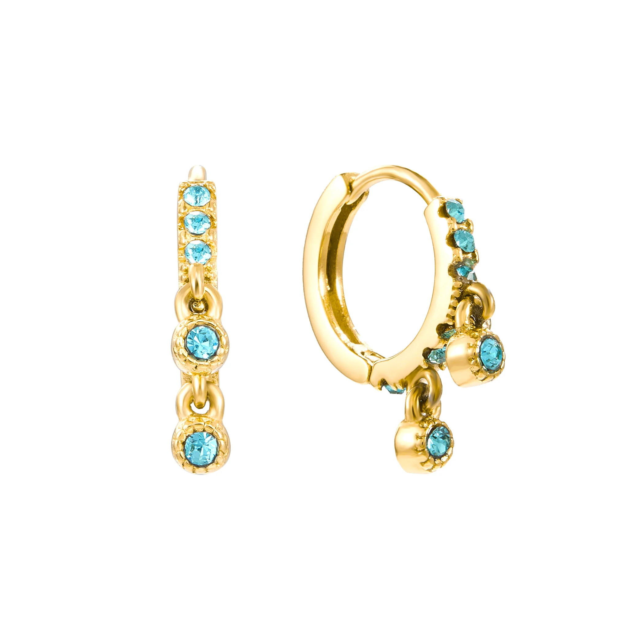 Camelia Gold Turquoise Dainty Huggie Earrings
