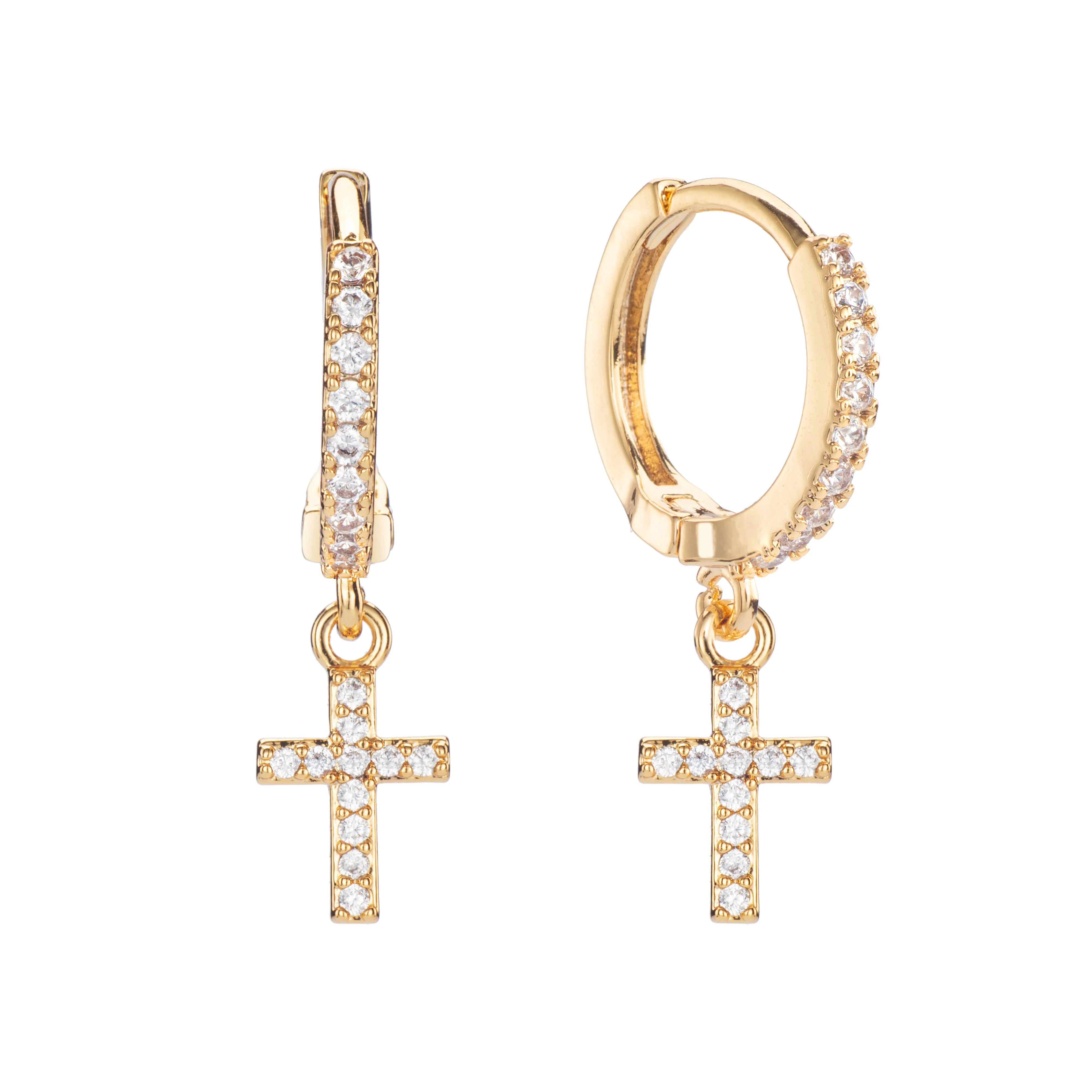 Wholesale Camilla Cross Huggie Earrings