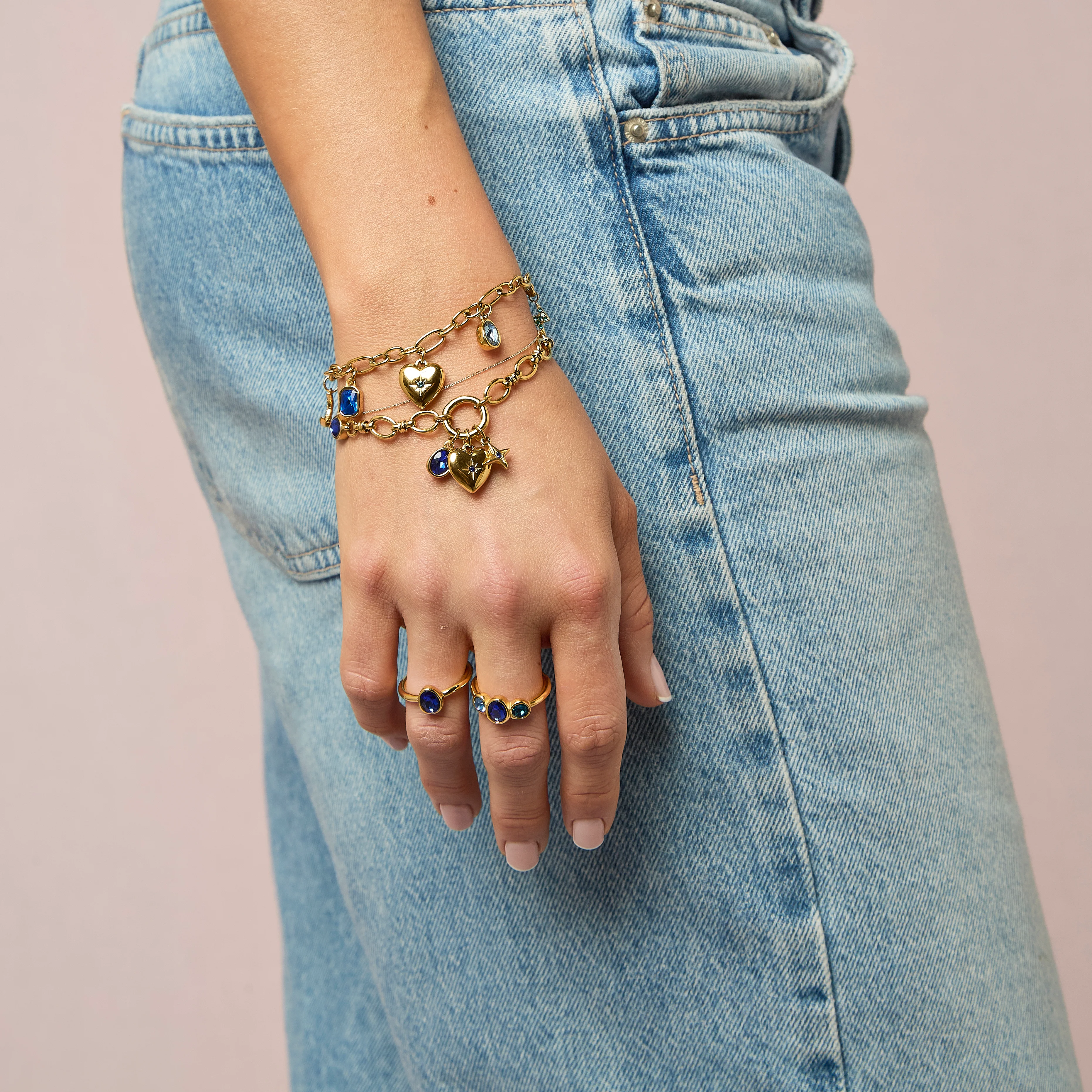 Charli Gold Blue Charm Bracelet - Image 3