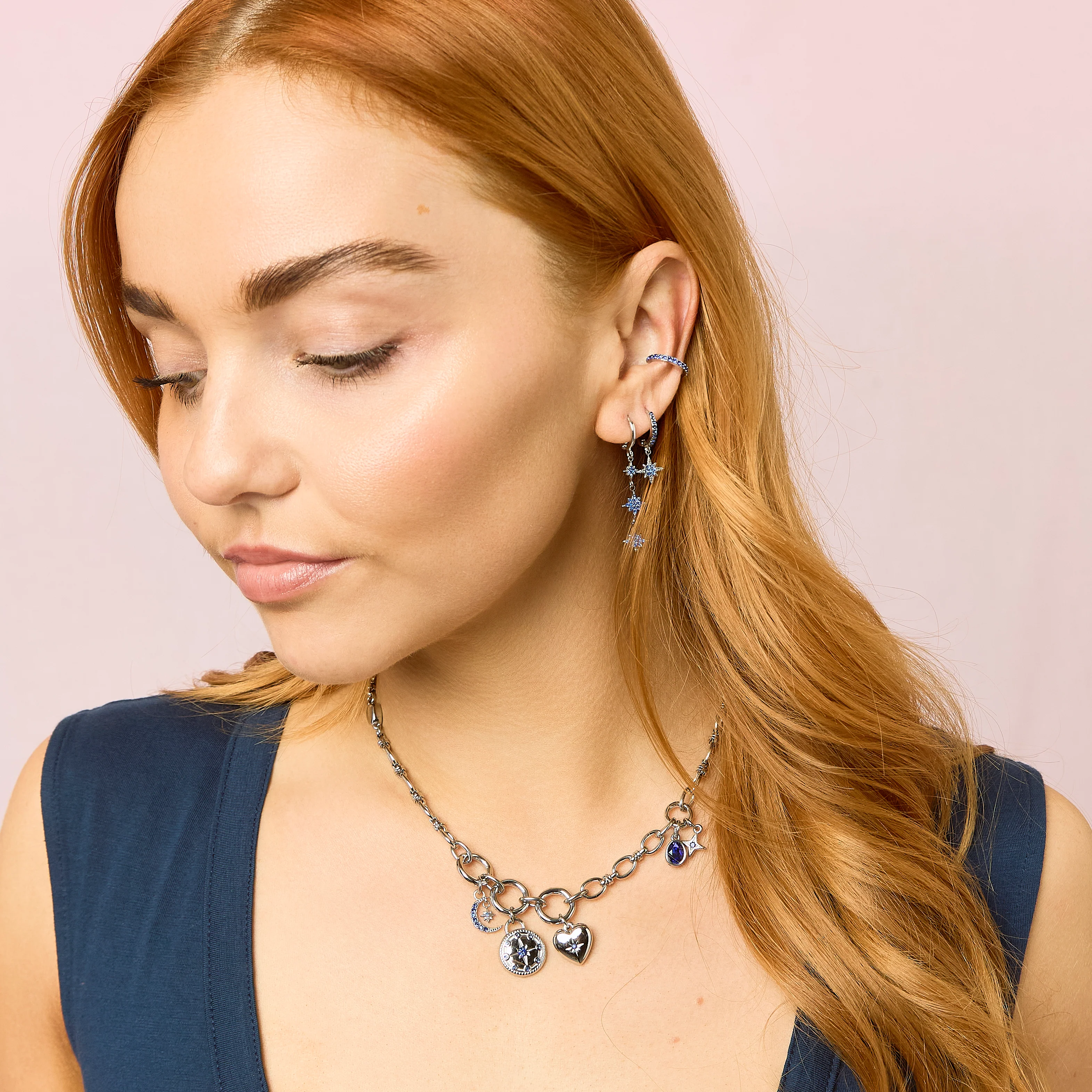 Chloe Silver Blue Charm Necklace - Image 2