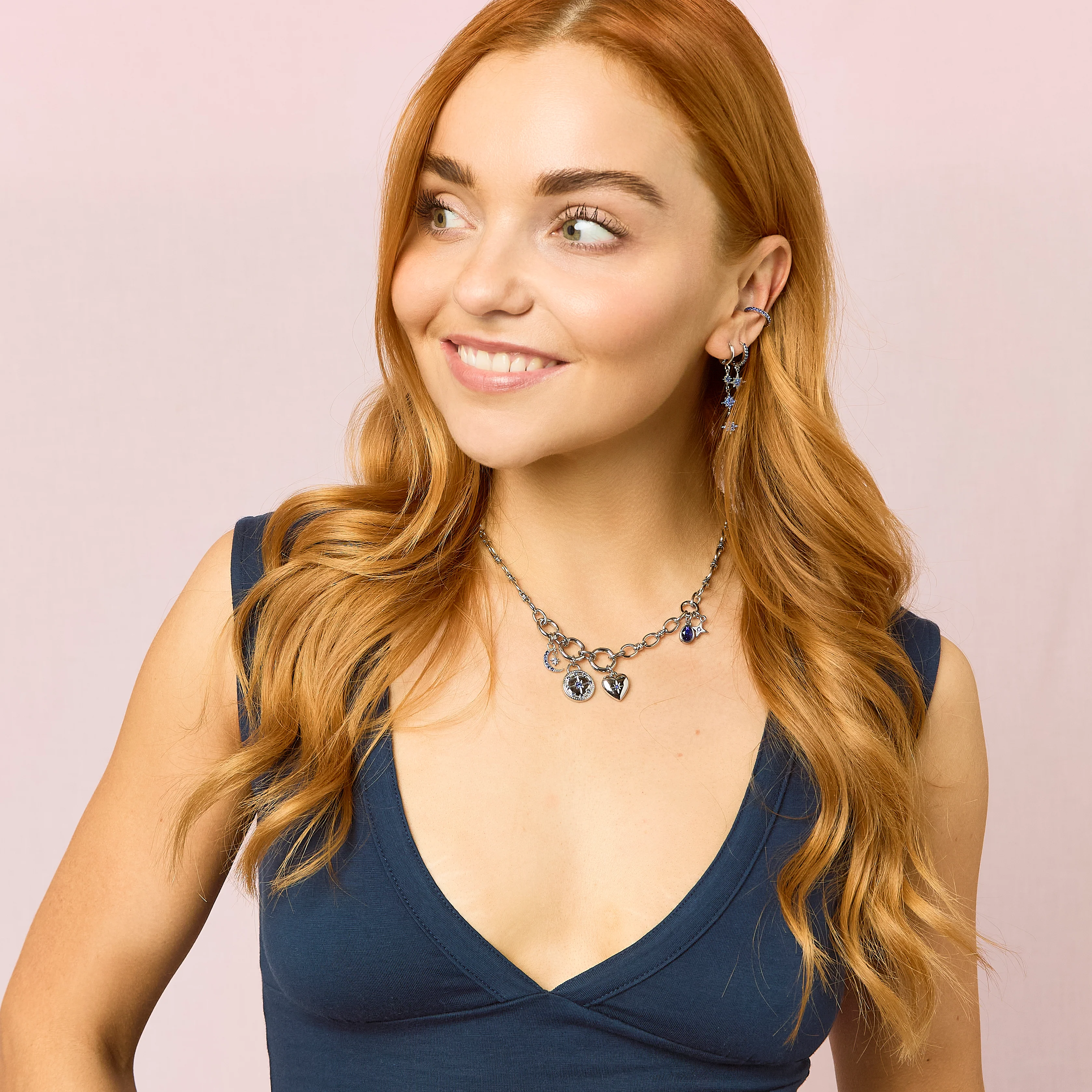 Chloe Silver Blue Charm Necklace - Image 3