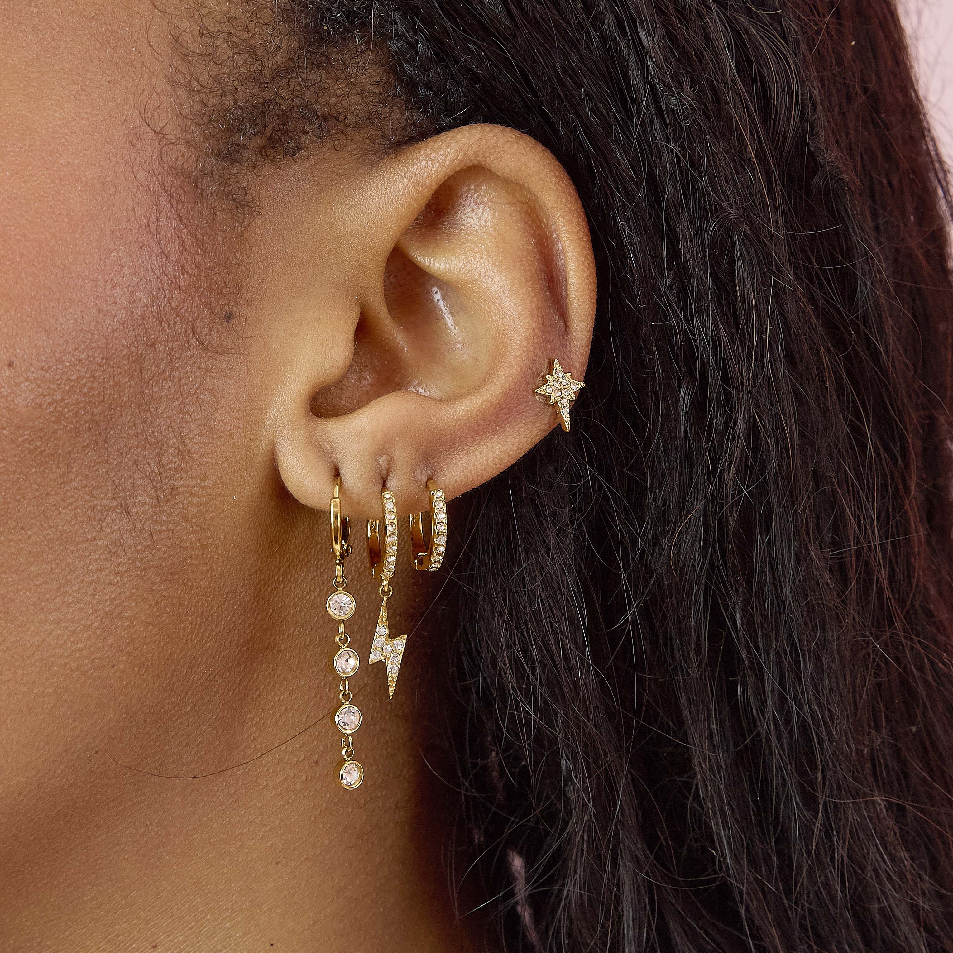 Cosima Gold Crystal Star Stud Earrings - Image 2