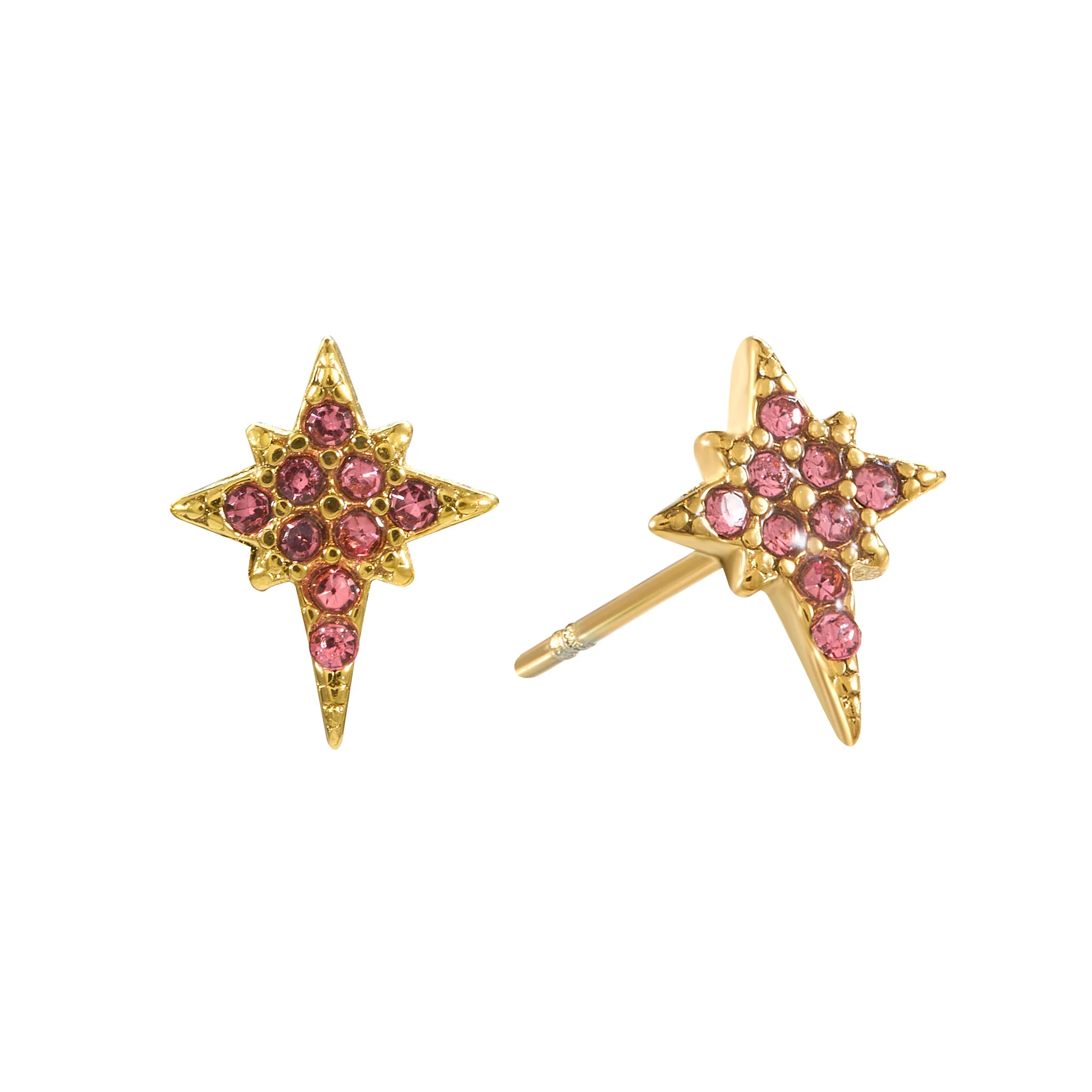 Cosima Gold Pink Star Stud Earrings