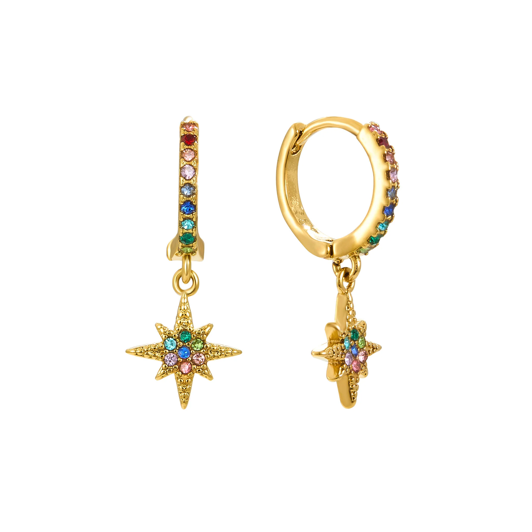 Cosima Gold Rainbow Star Huggie Earrings