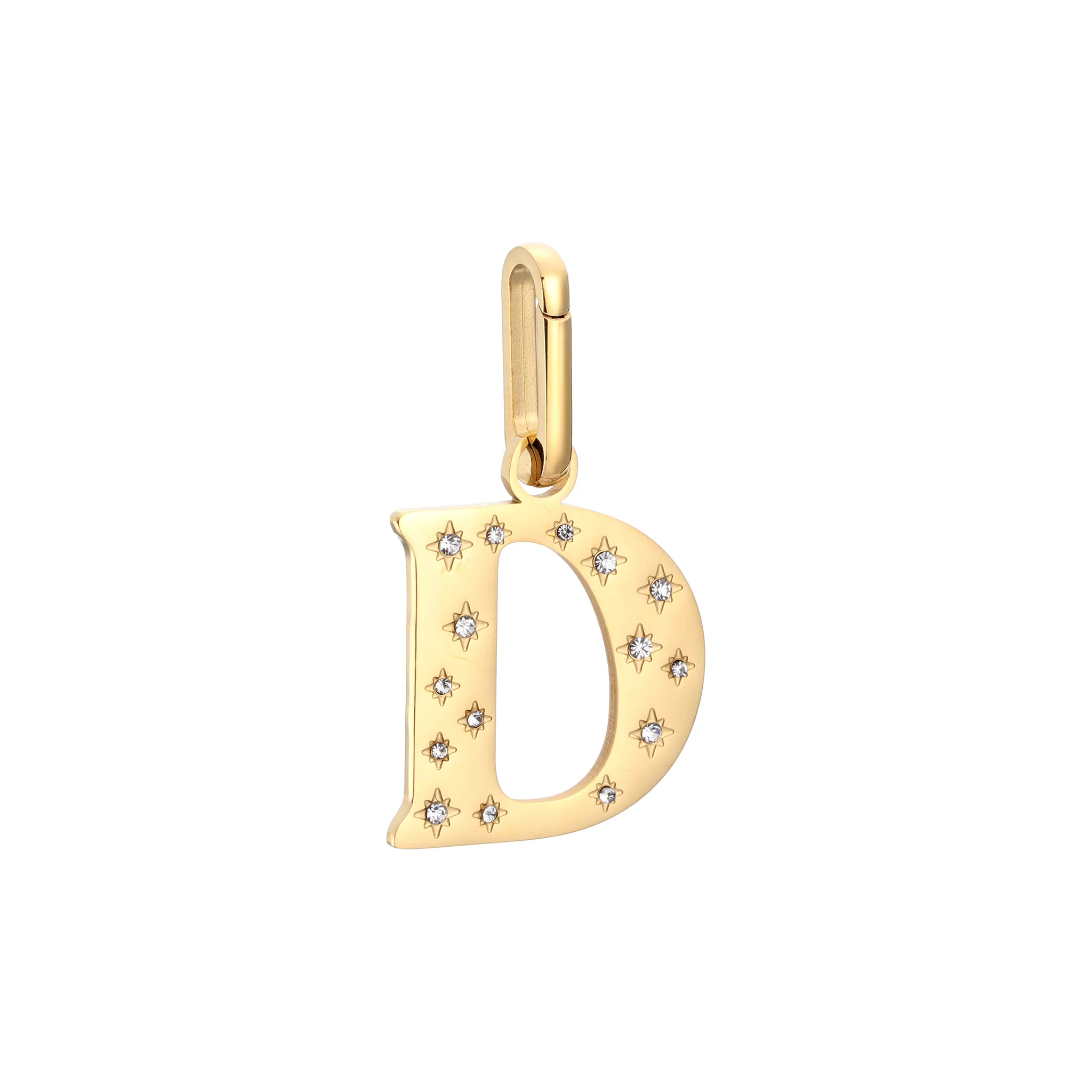 D Minnie Gold Crystal Star Letter Charm