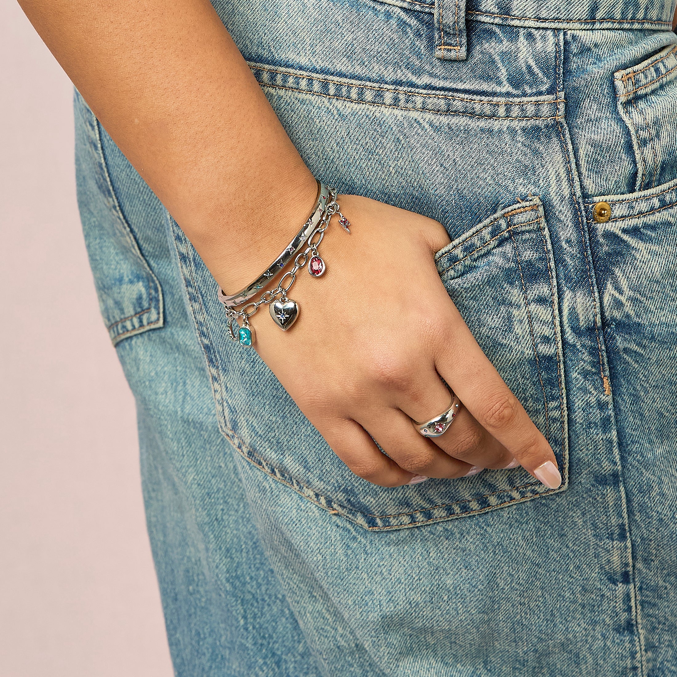 Daisy Silver Rainbow Charm Bracelet - Image 3