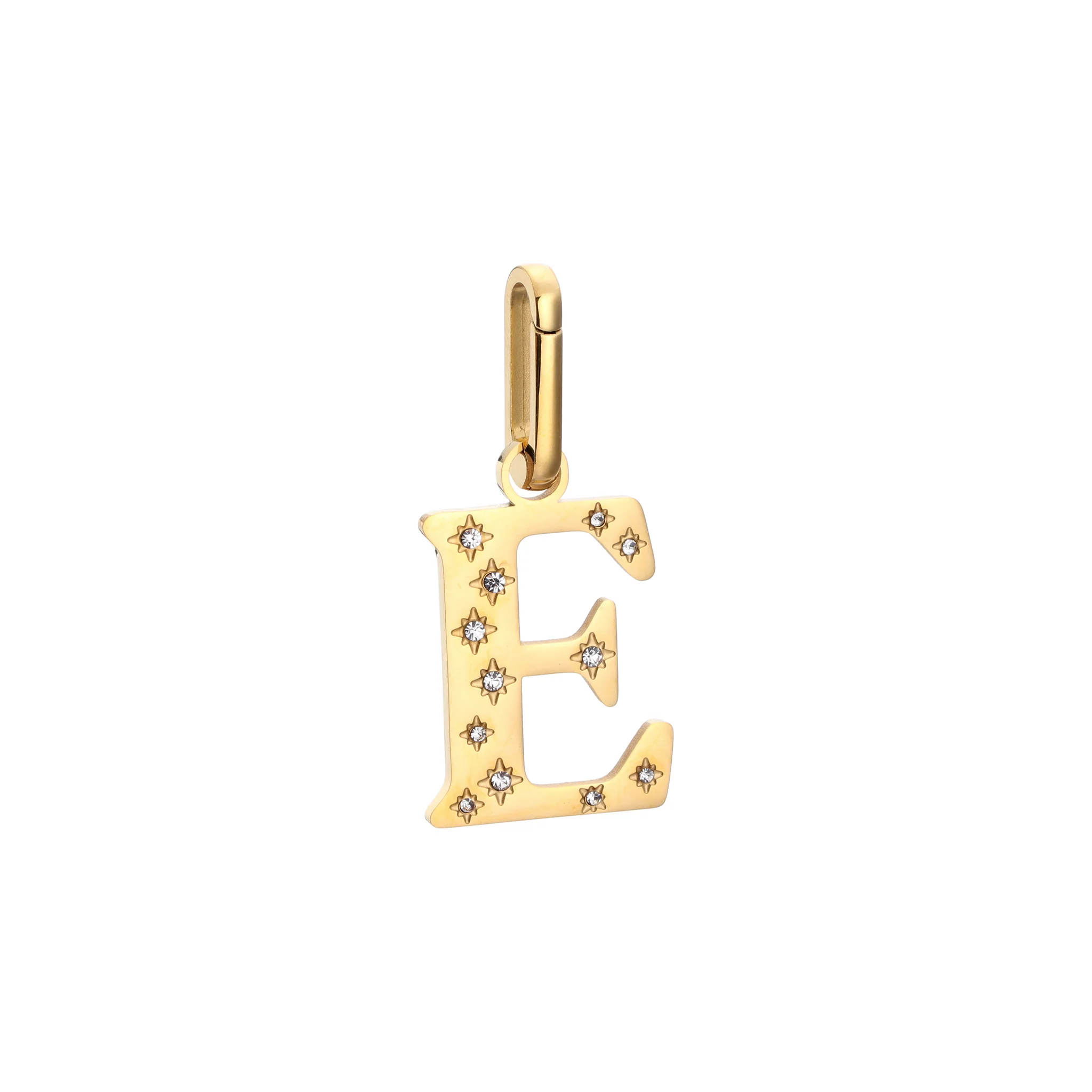 E Minnie Gold Crystal Star Letter Charm