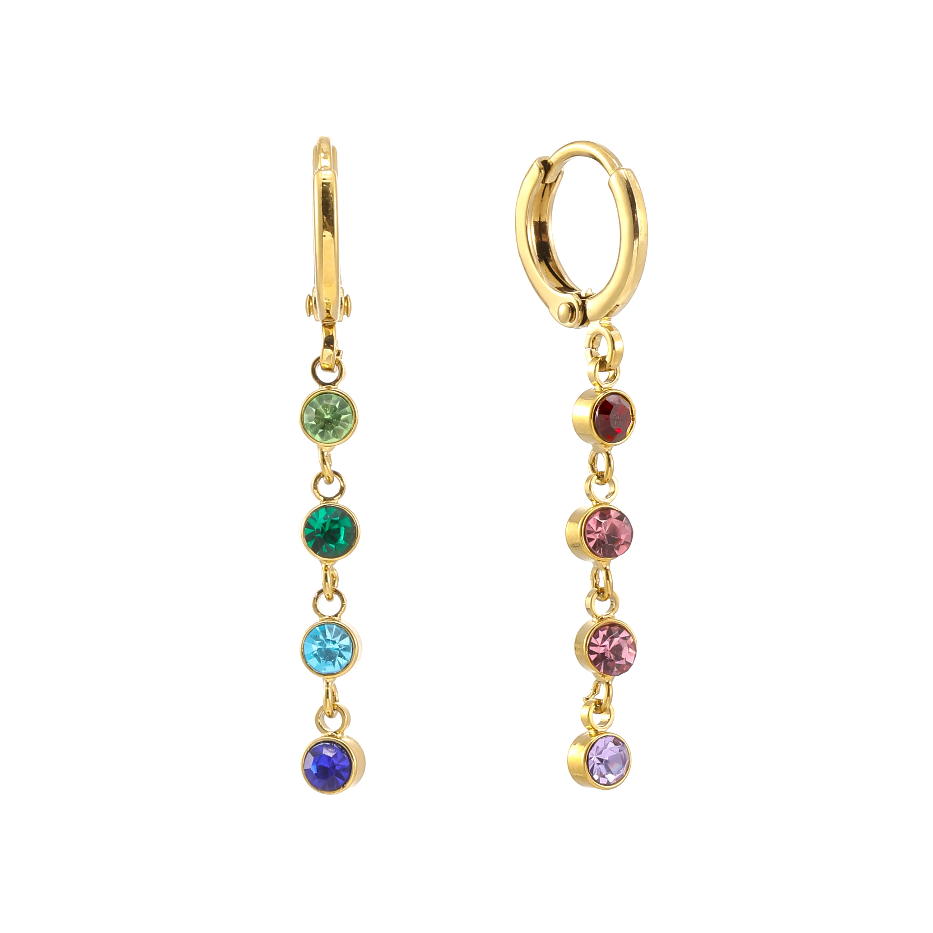 Ellica Gold Rainbow Droplet Huggie Earrings