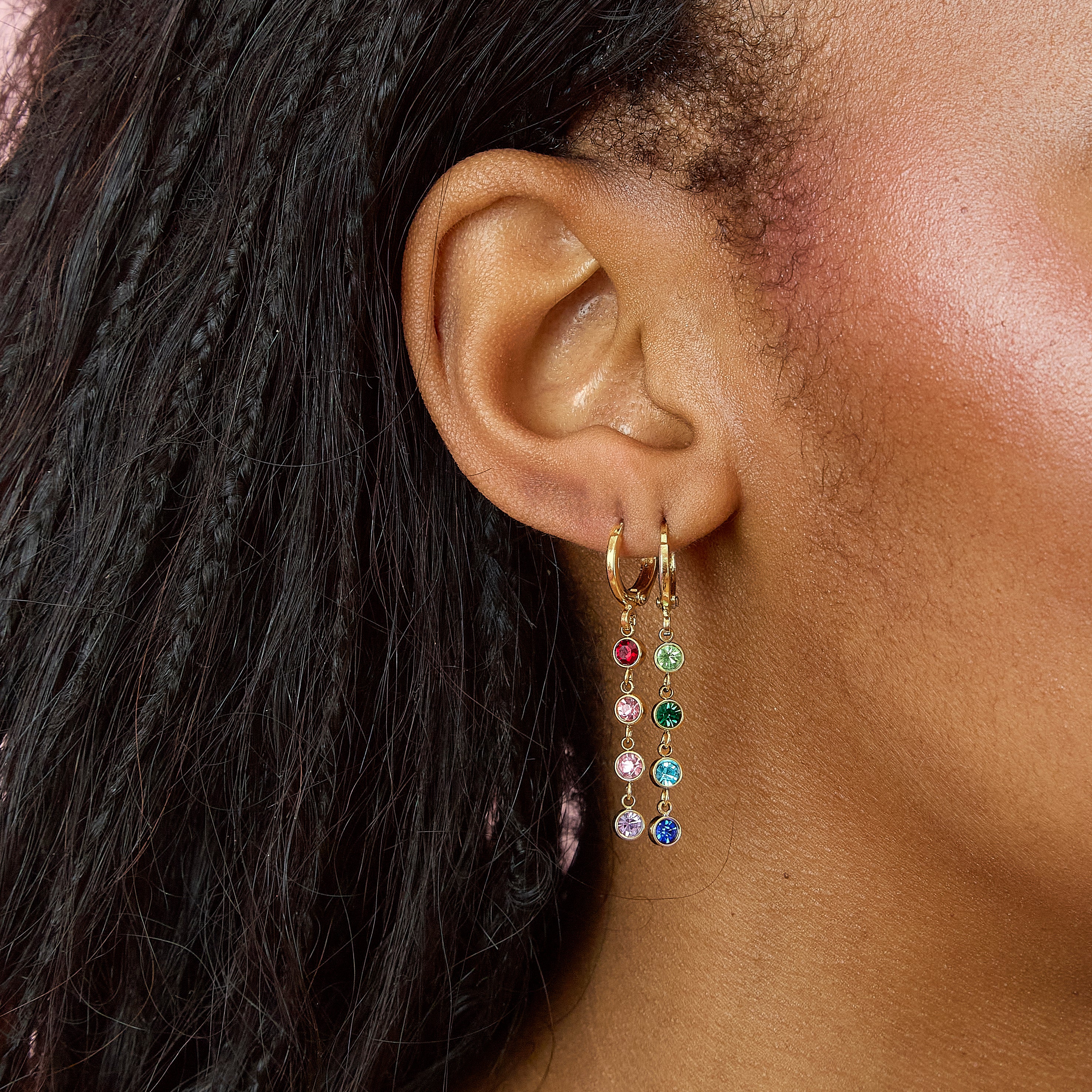 Ellica Gold Rainbow Droplet Huggie Earrings - Image 2