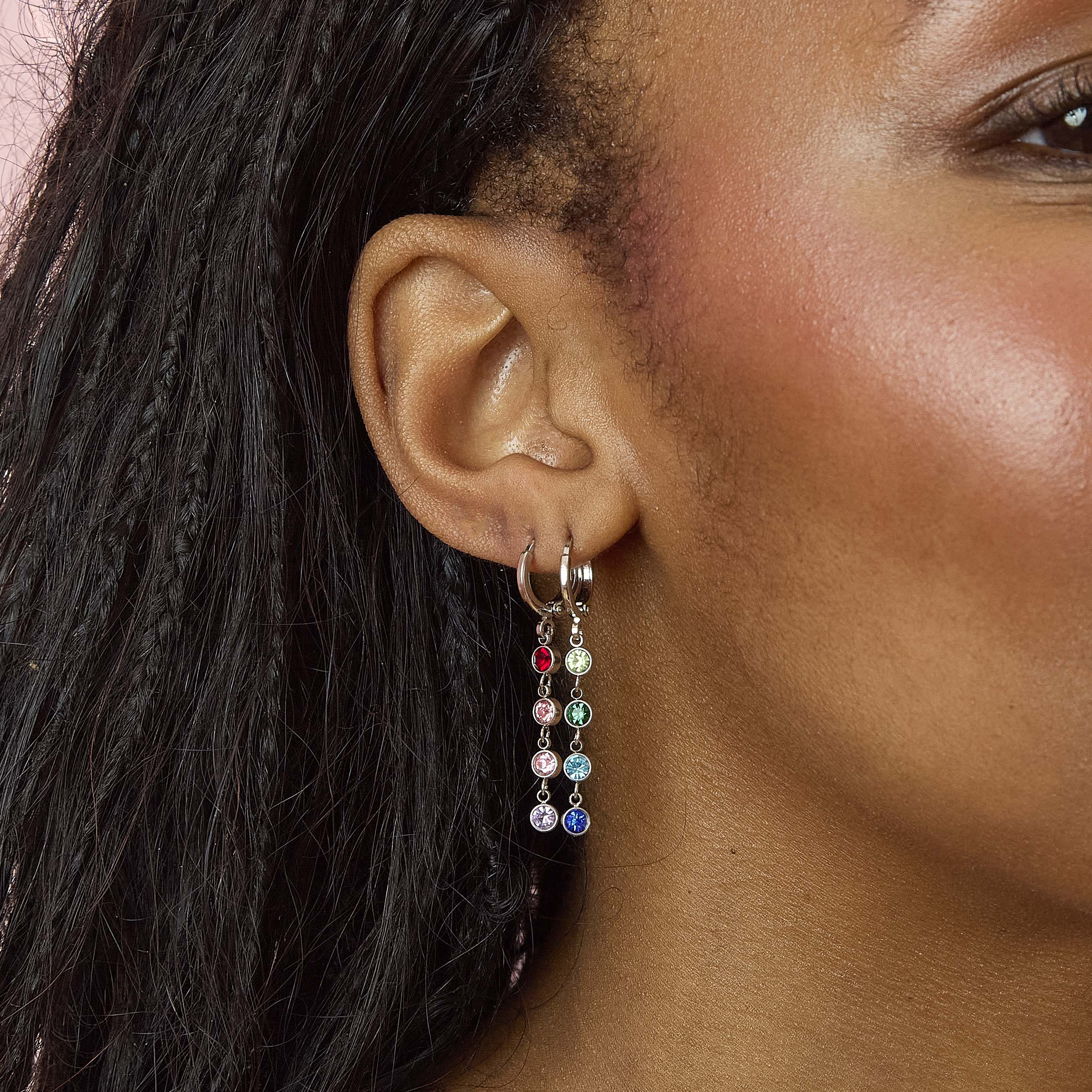 Ellica Silver Rainbow Droplet Huggie Earrings - Image 2