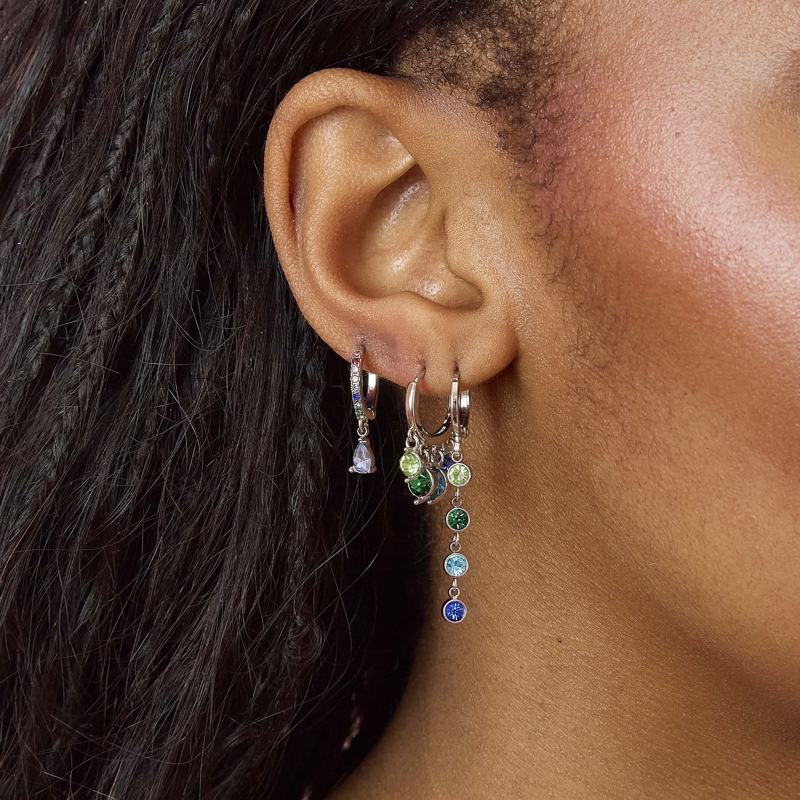 Ellica Silver Rainbow Droplet Huggie Earrings - Image 3