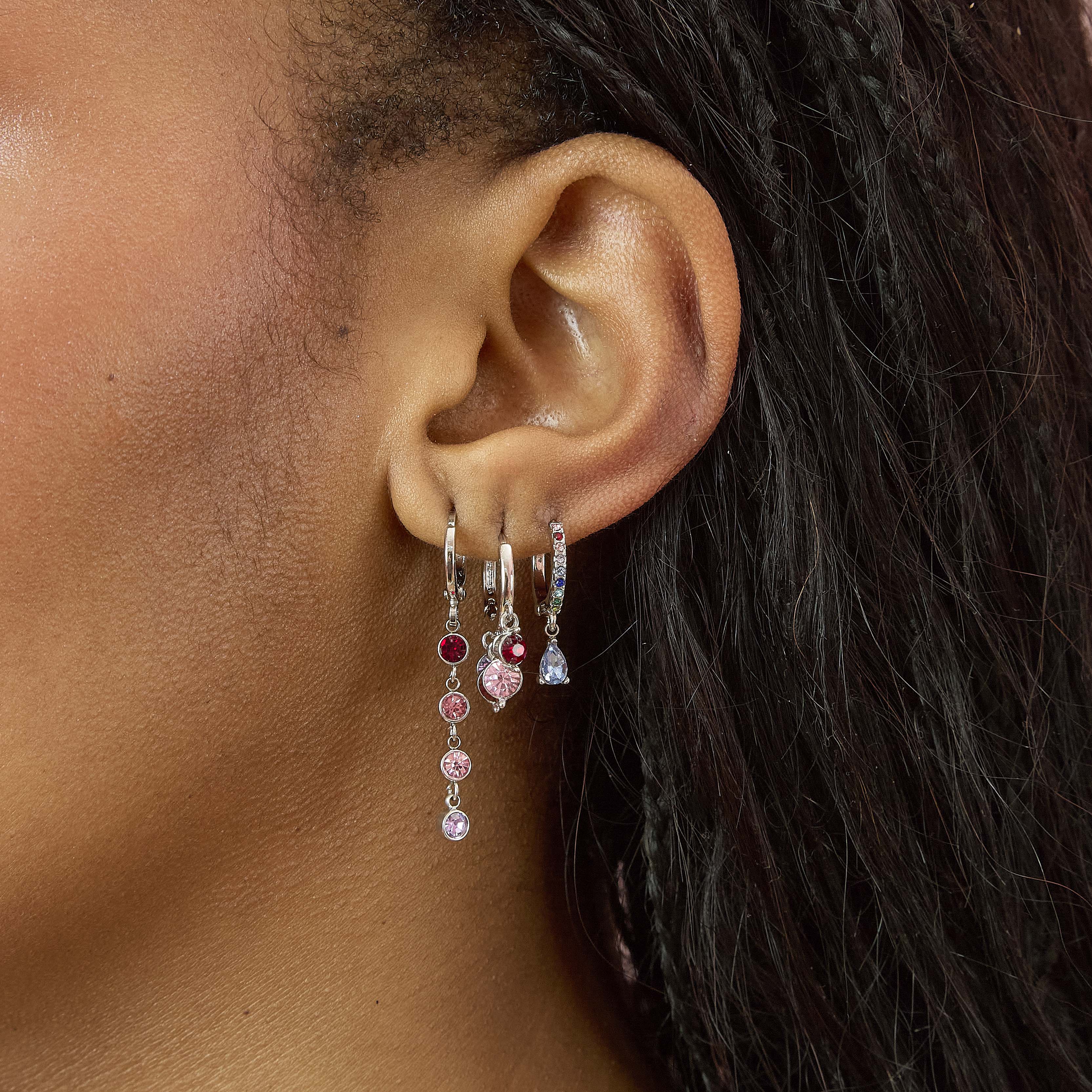 Ellica Silver Rainbow Droplet Huggie Earrings - Image 4