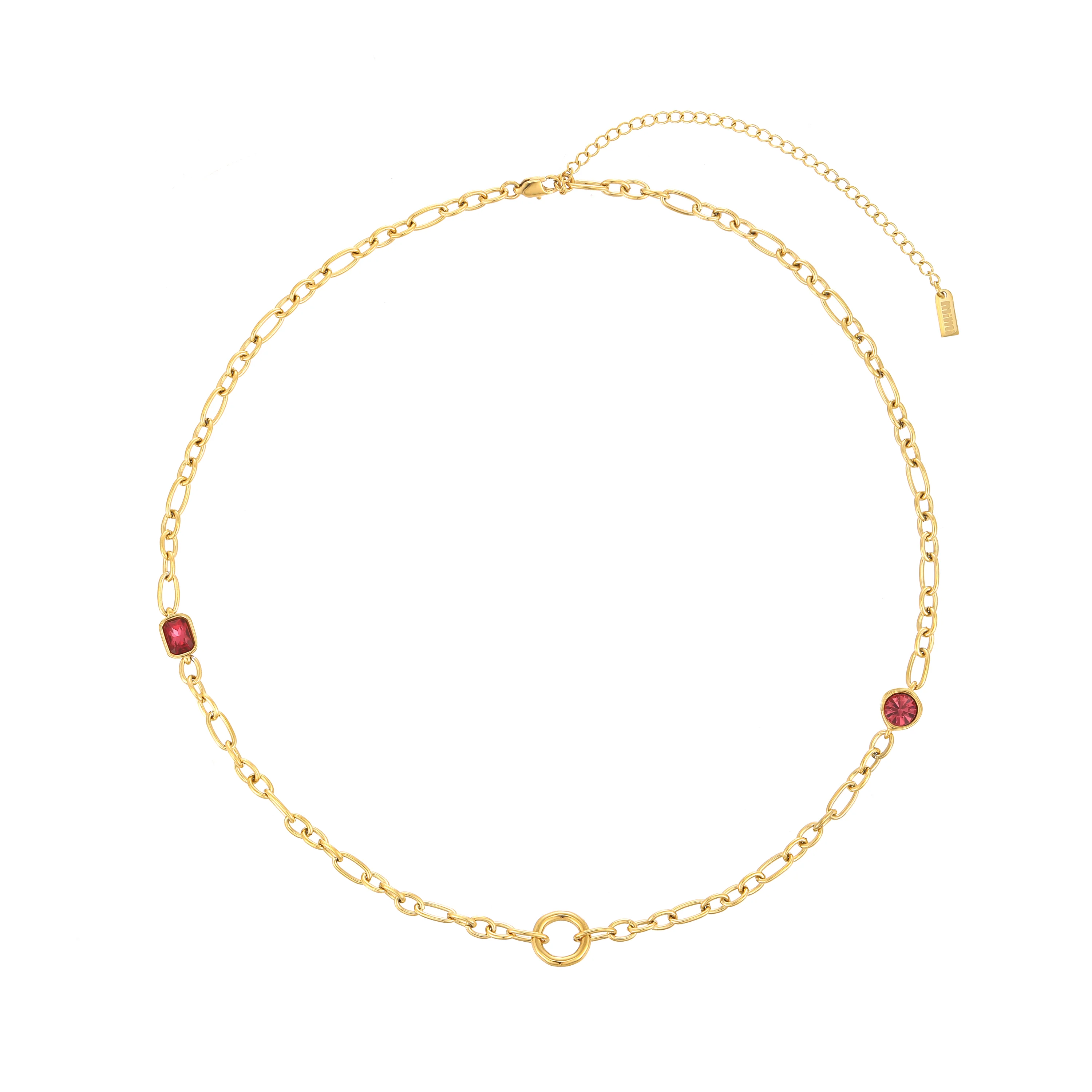 Ellie Gold Pink Chunky Charm Chain Necklace