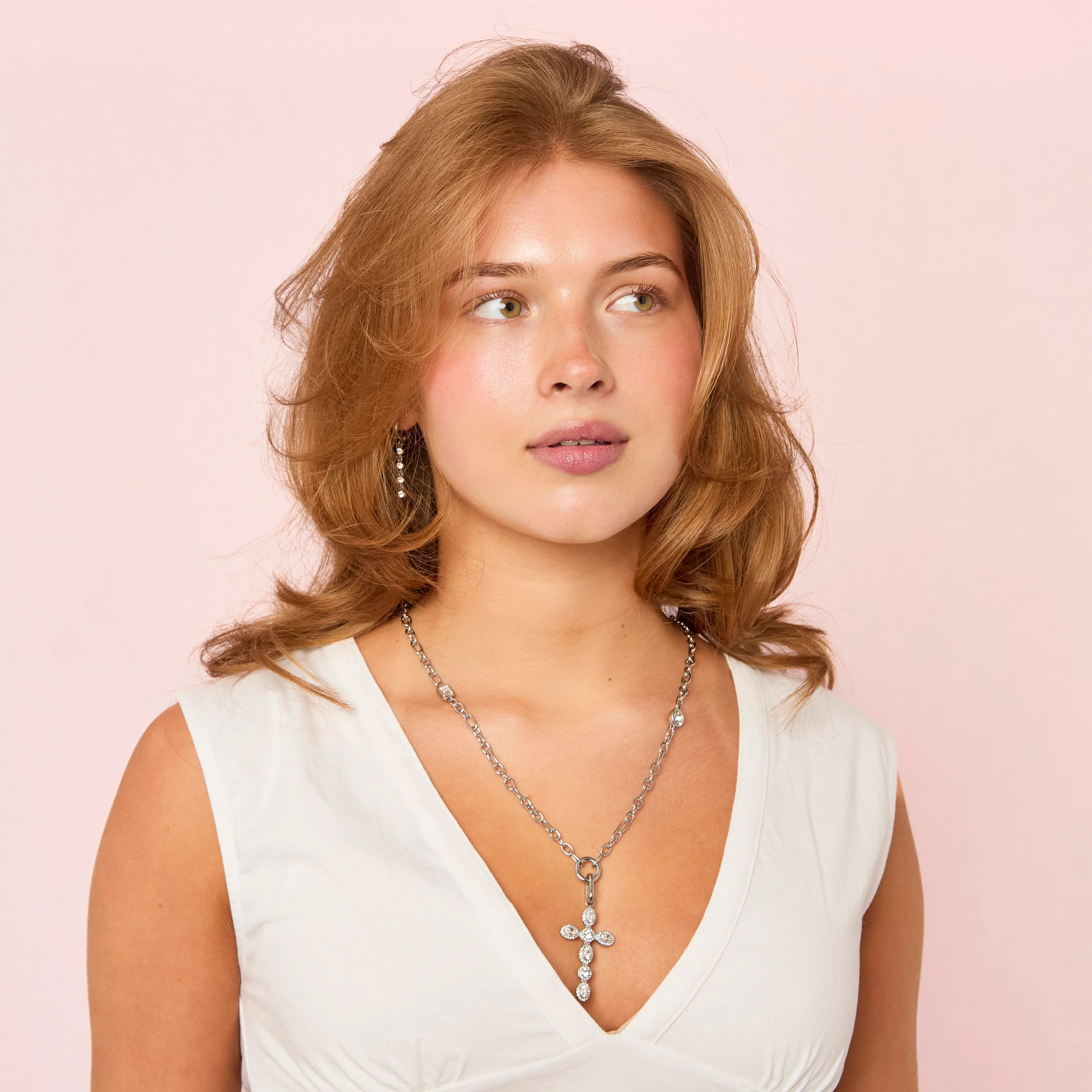 Ellie Silver Crystal Chunky Charm Chain Necklace - Image 3