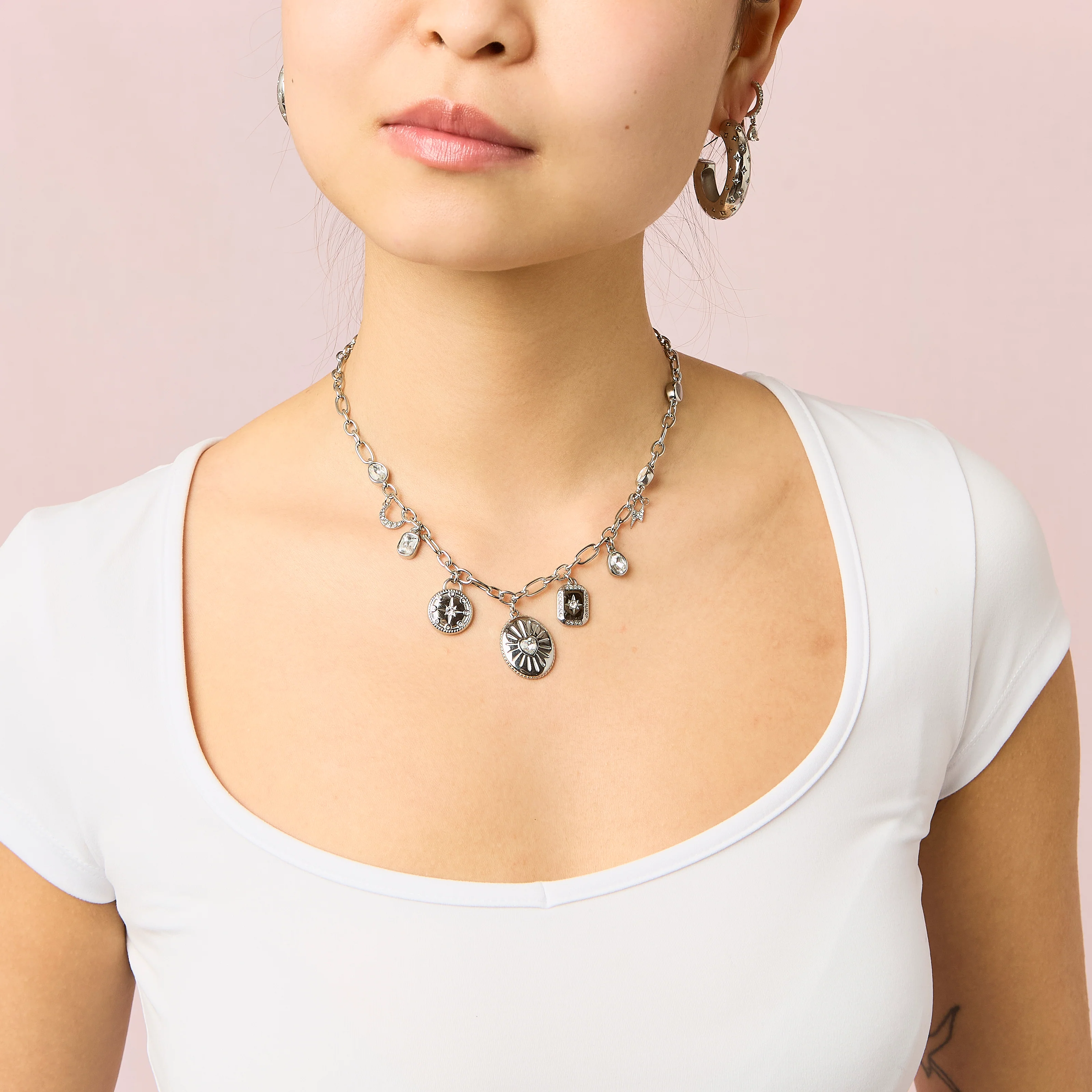 Etalie Silver Crystal Charm Necklace - Image 3