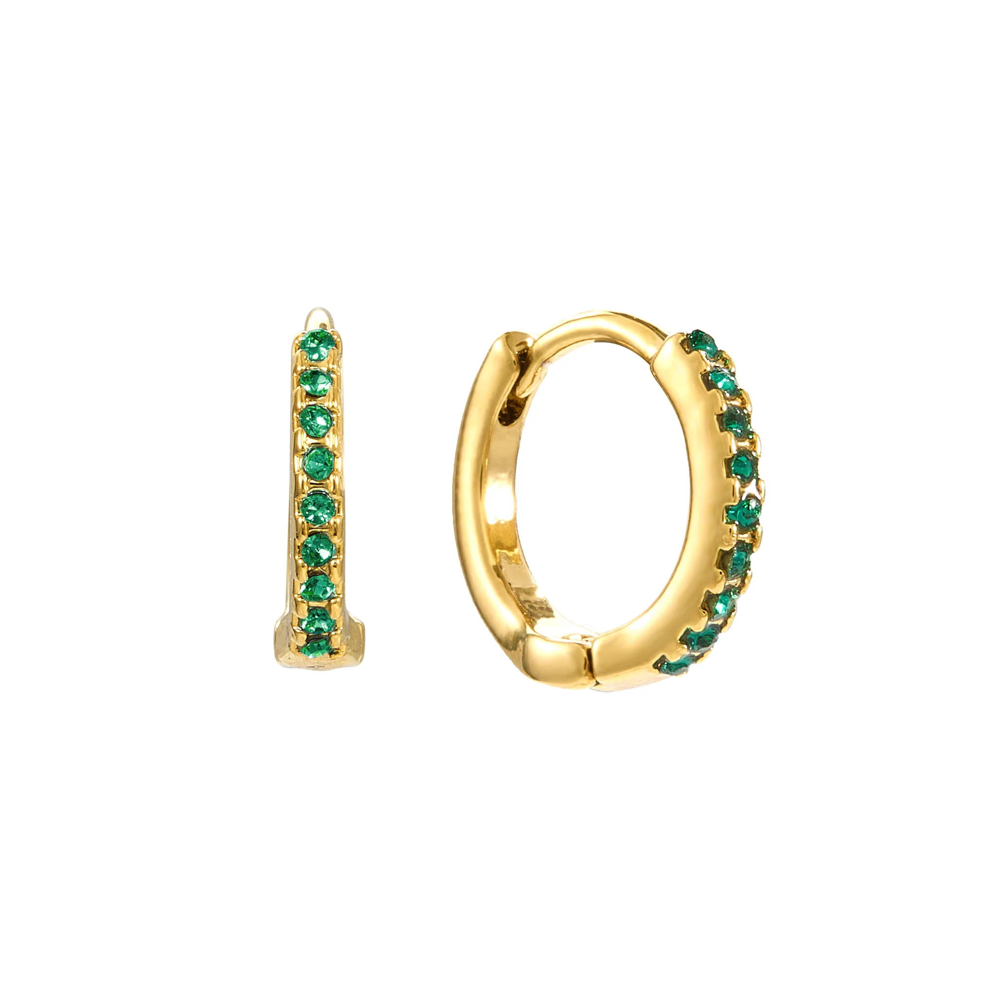 Evie Gold Green Huggie Earrings