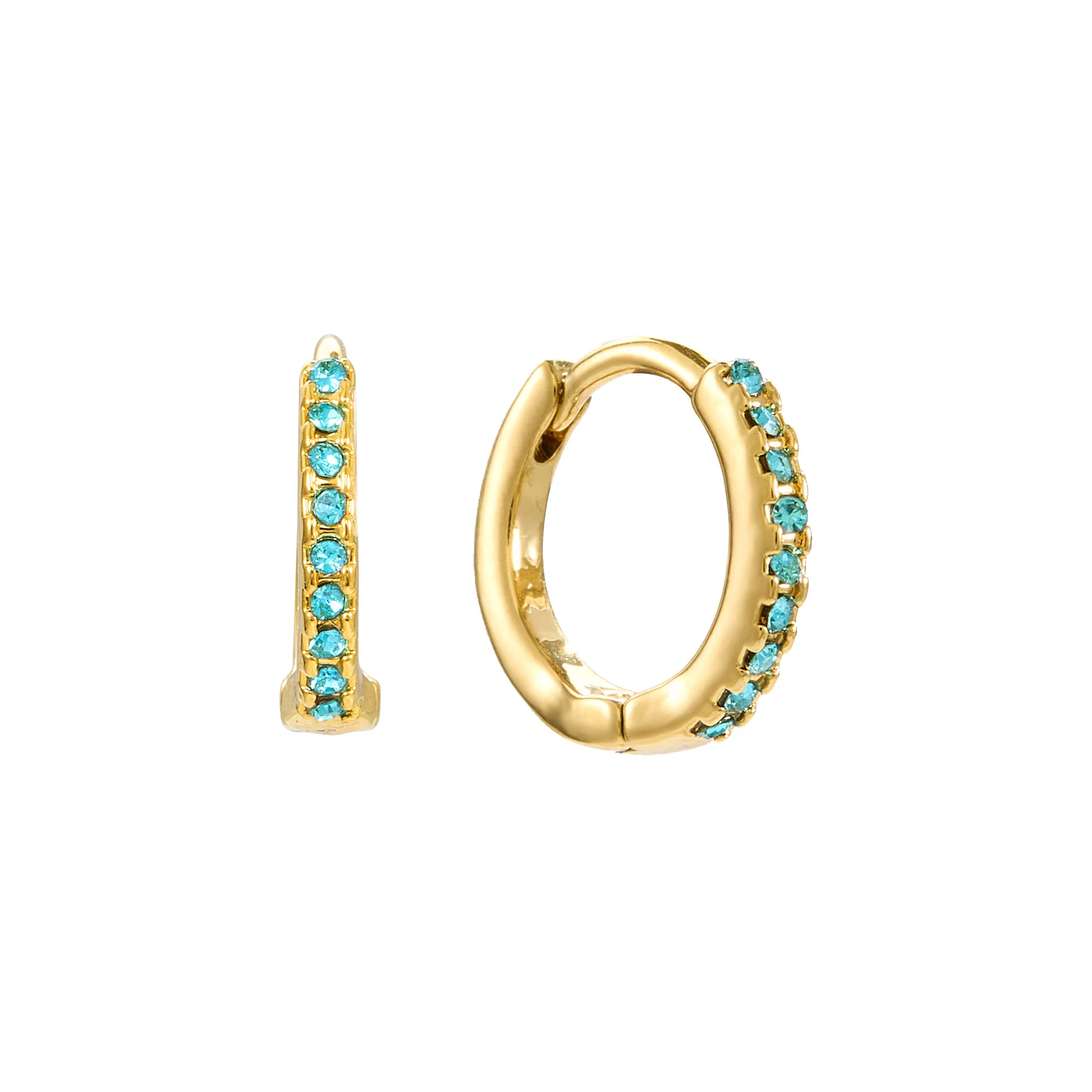 Evie Gold Turquoise Huggie Earrings