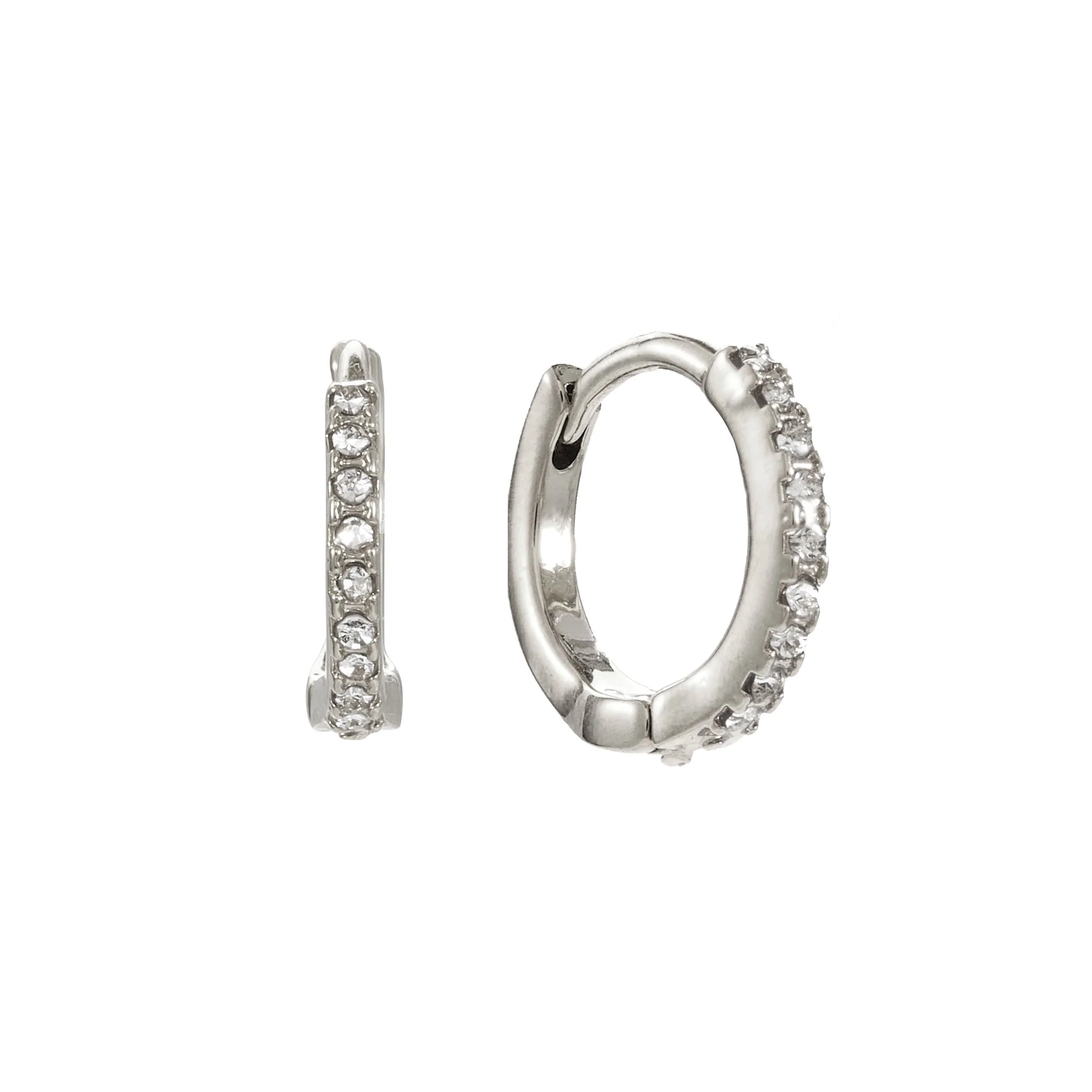 Evie Silver Crystal Huggie Earrings