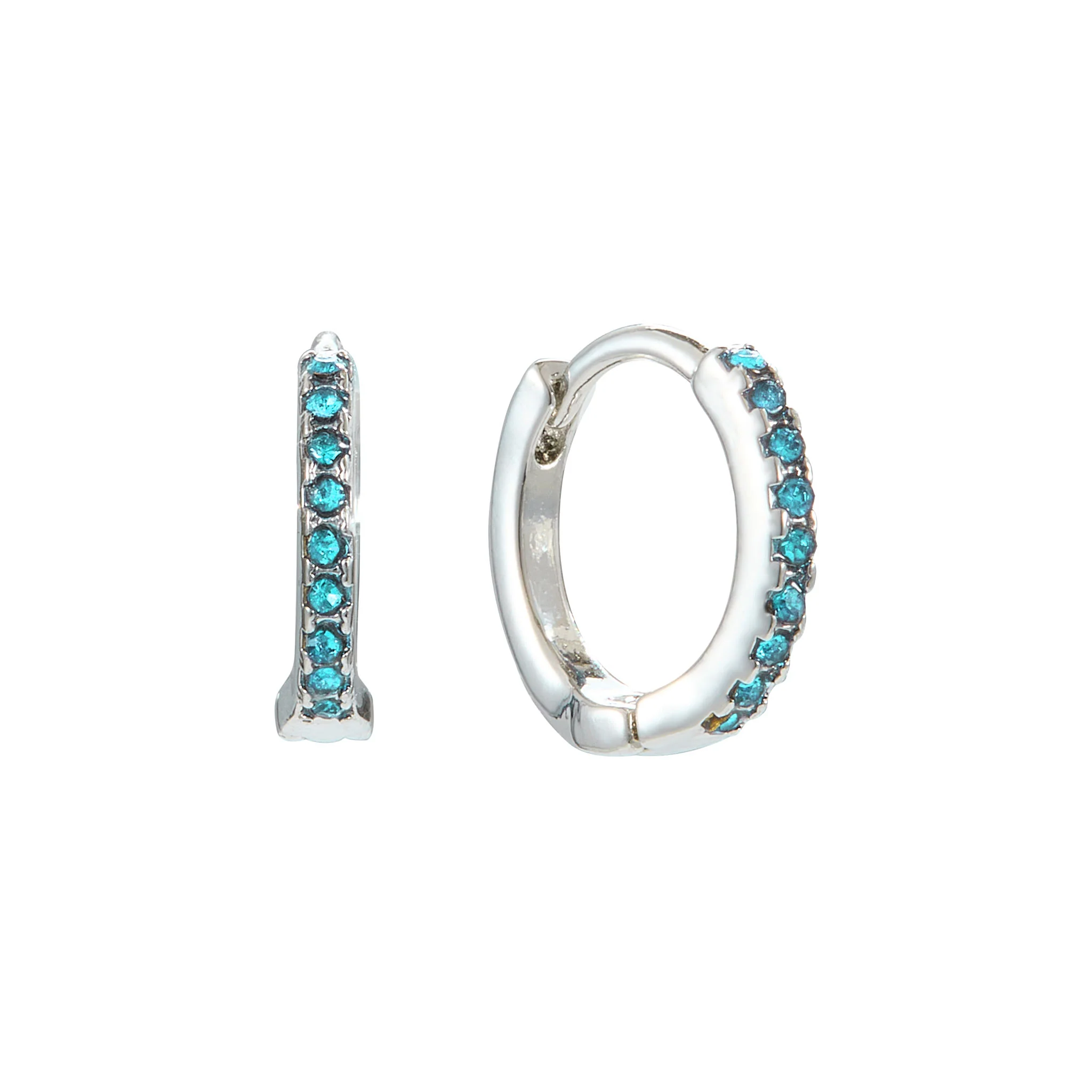 Evie Silver Turquoise Huggie Earrings