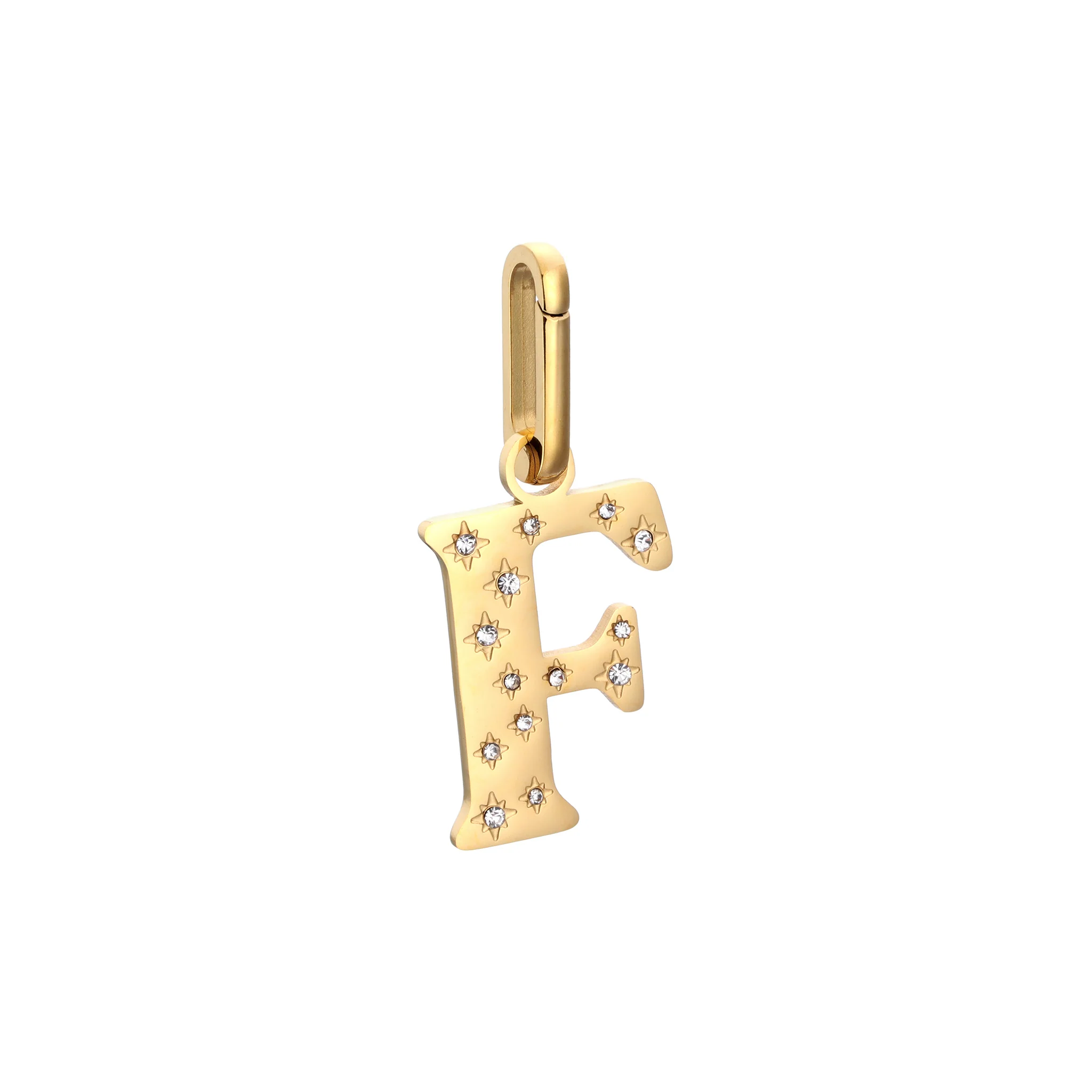 F Minnie Gold Crystal Star Letter Charm