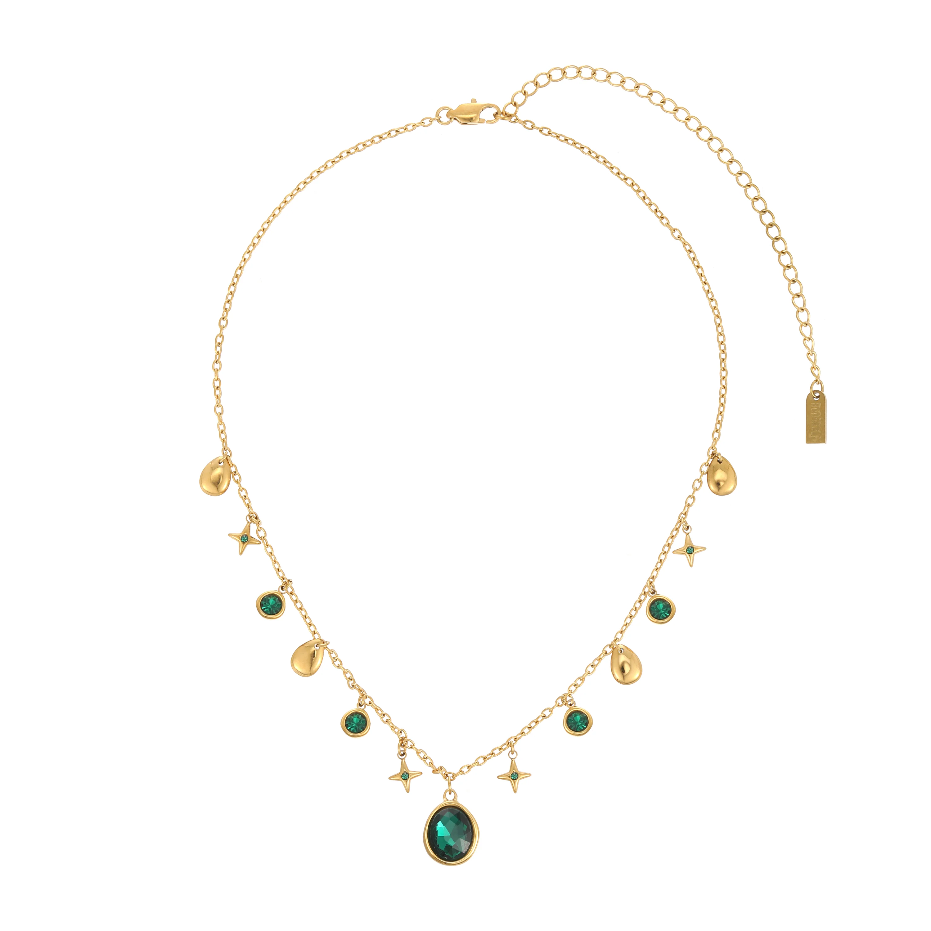 Florence Gold Green Star Stacking Necklace