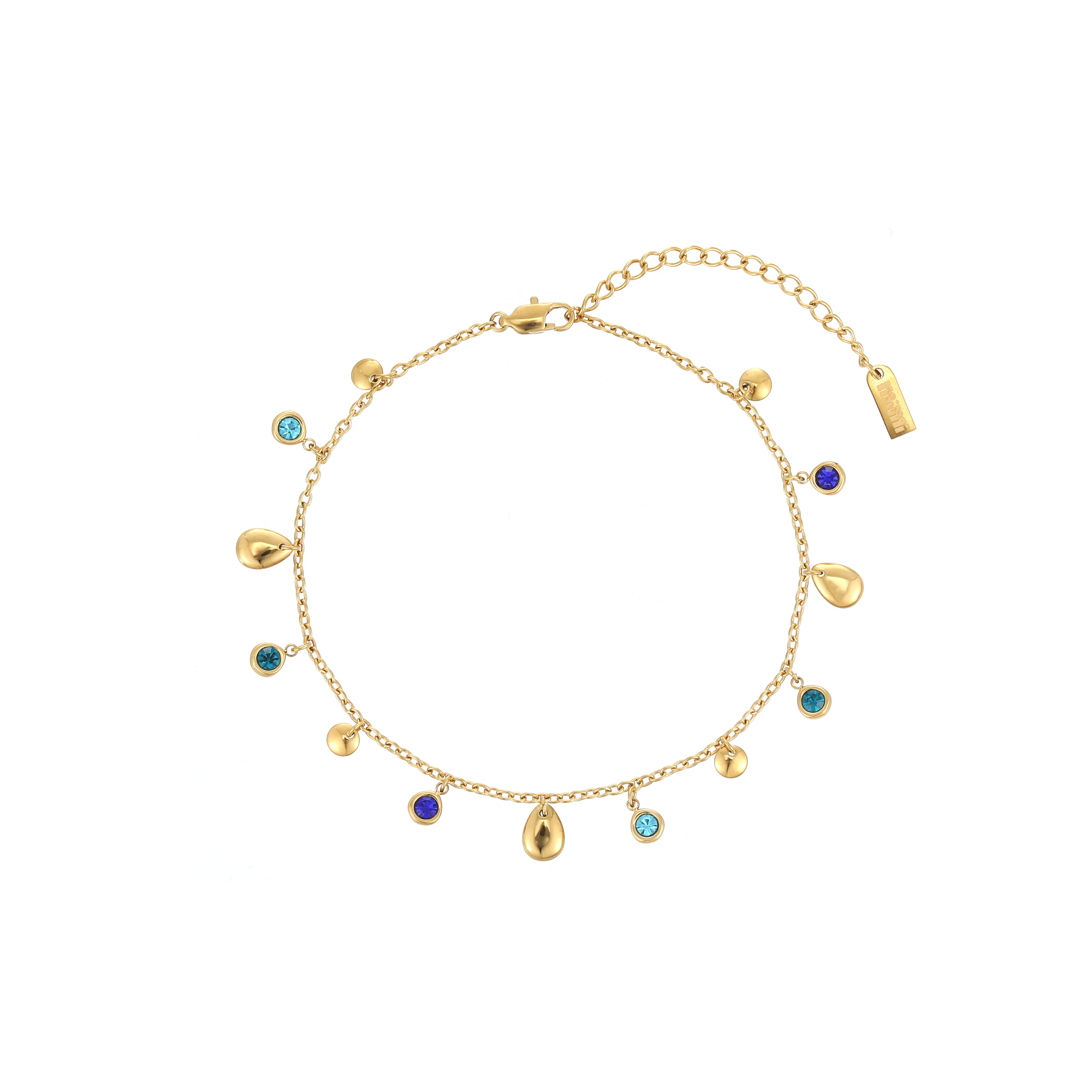 Georgia Gold Blue Droplet Anklet