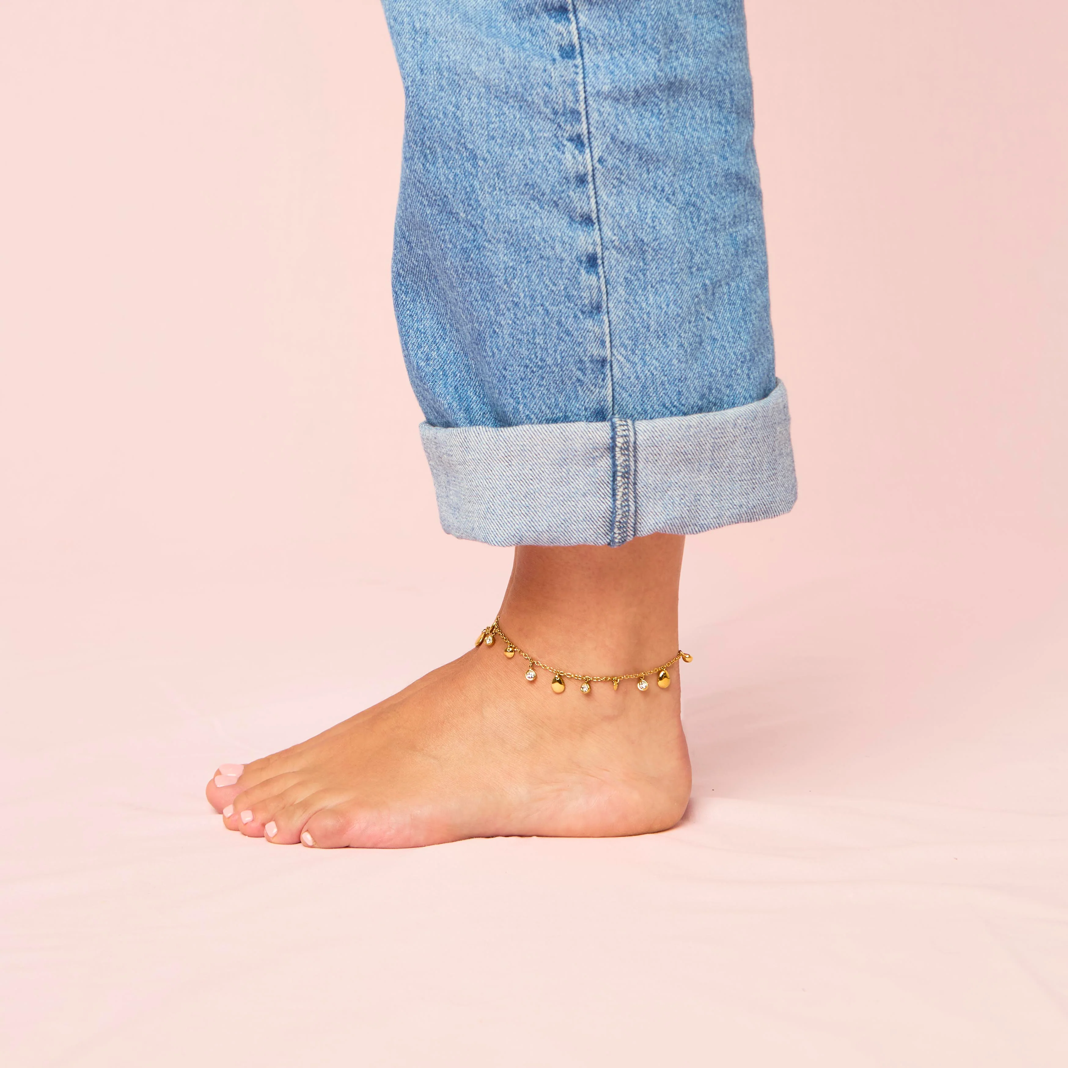 Georgia Gold Crystal Droplet Anklet - Image 2