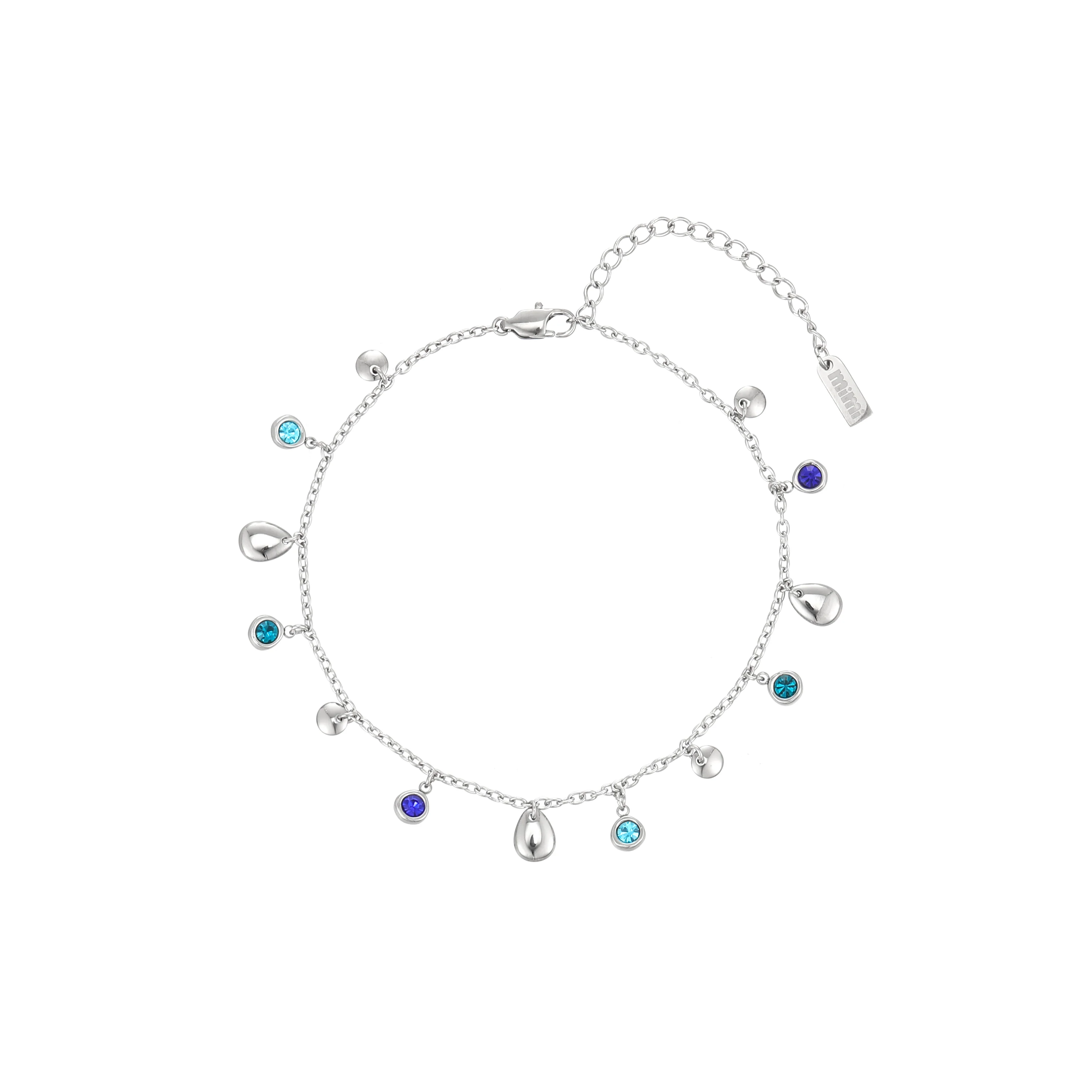 Georgia Silver Blue Droplet Anklet