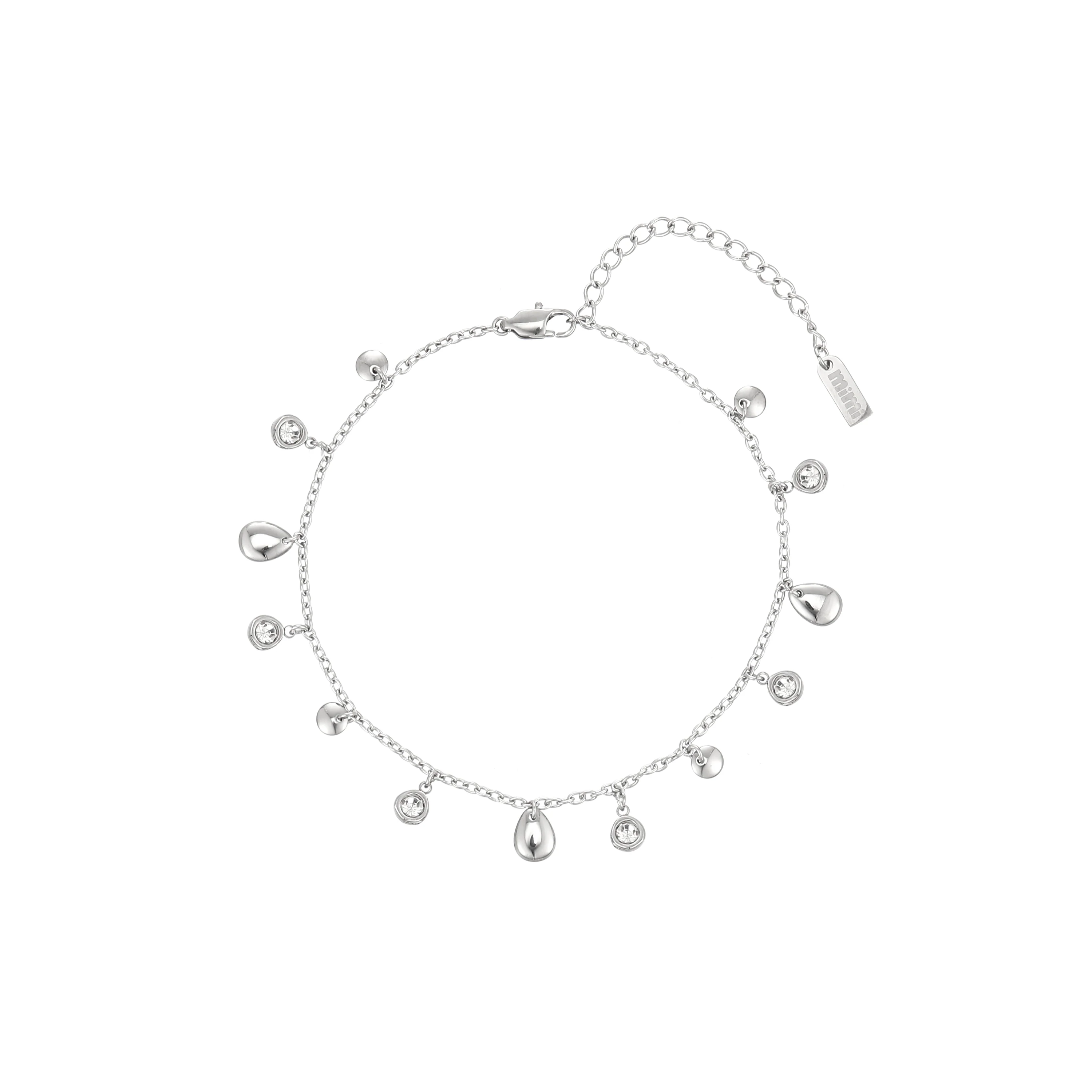 Georgia Silver Crystal Droplet Anklet