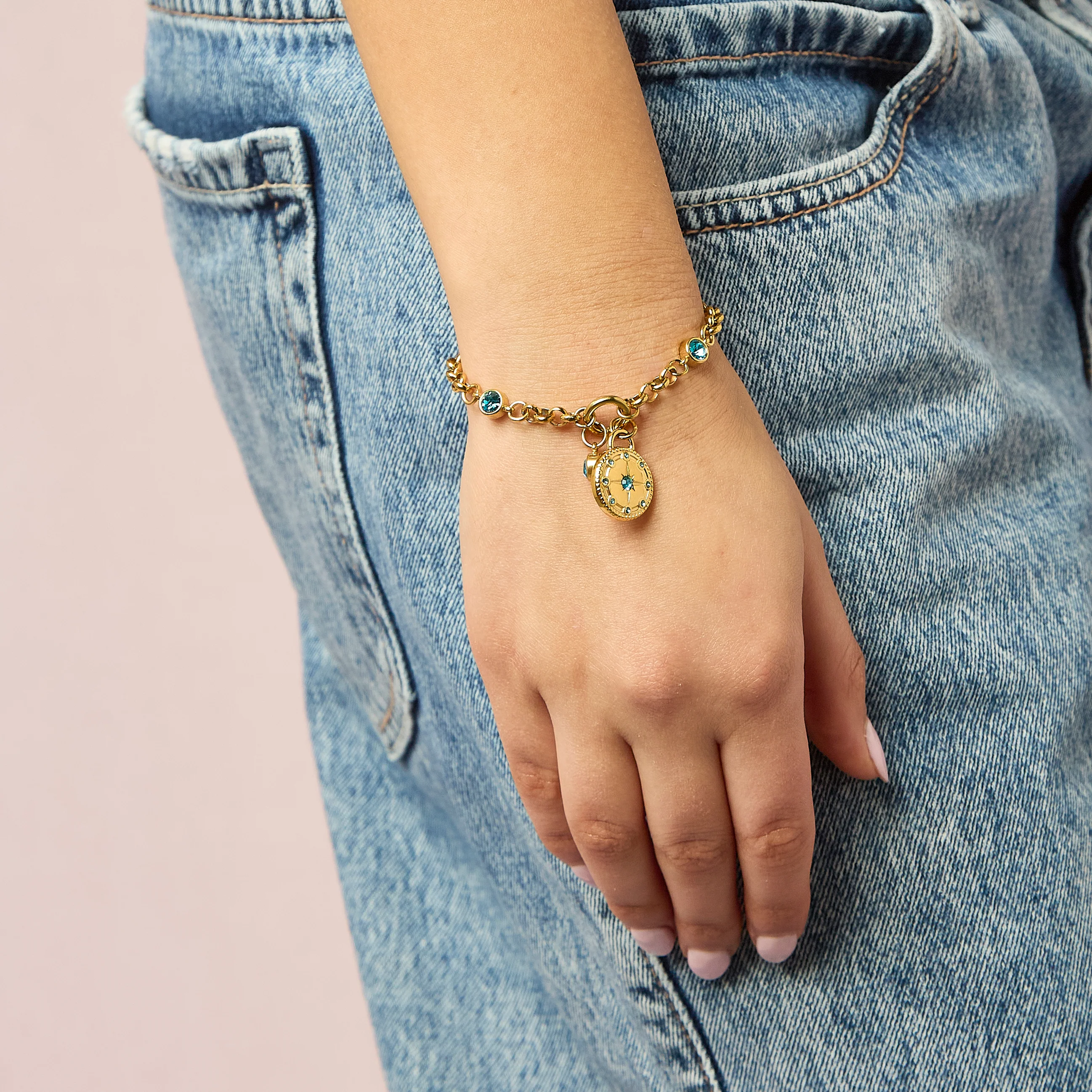 Gigi Gold Turquoise Charm Bracelet - Image 5