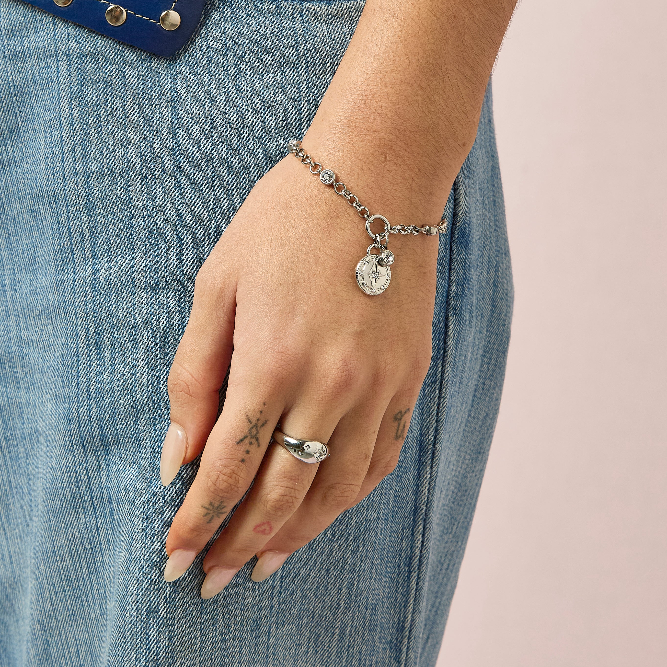 Gigi Silver Crystal Charm Bracelet - Image 2